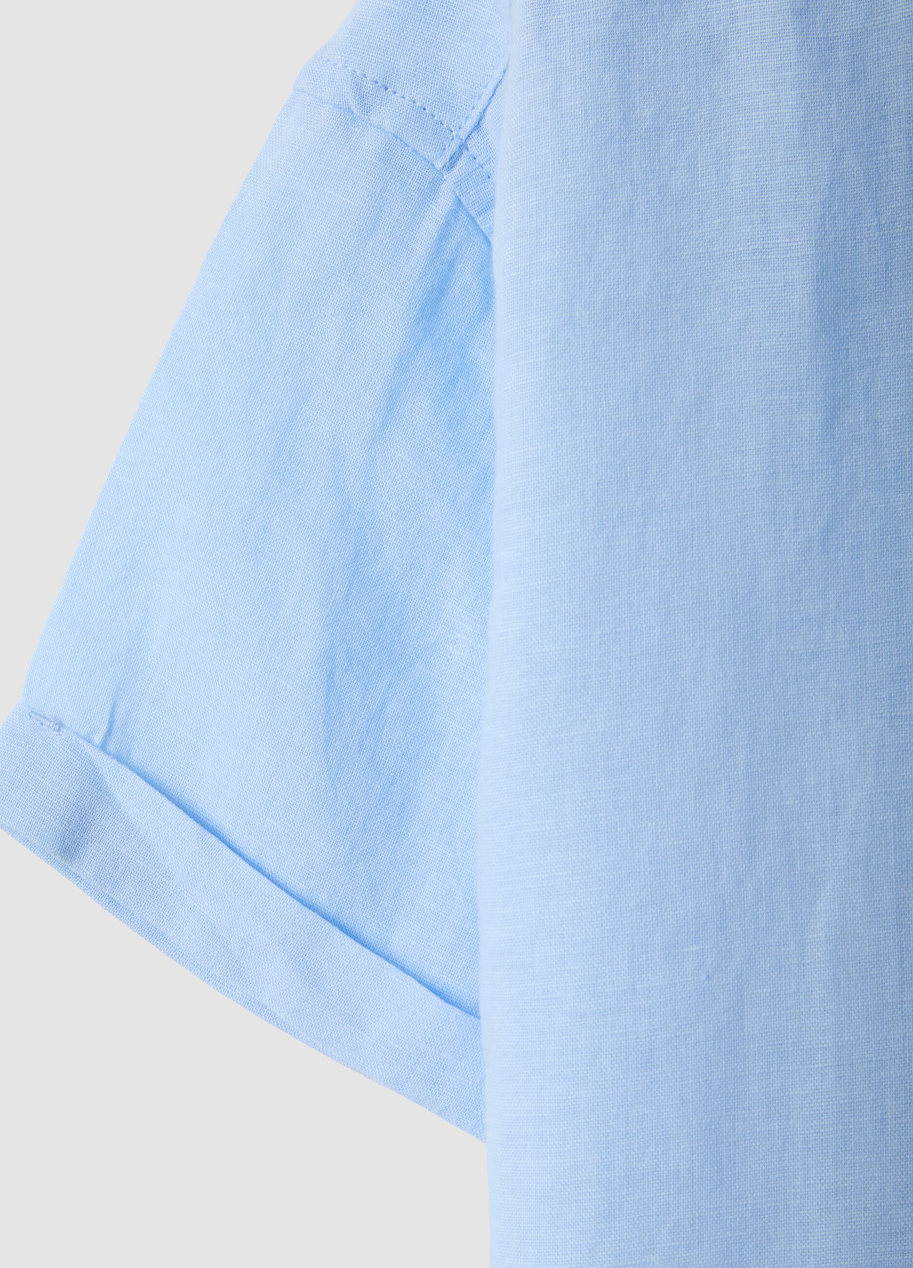 Light blue linen and cotton blend boys&rsquo; shirt, regular fit