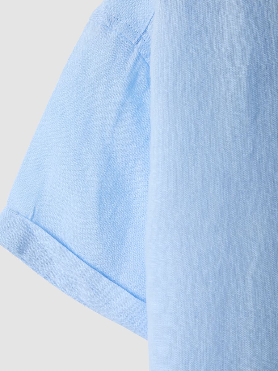 Light blue linen and cotton blend boys&rsquo; shirt, regular fit_3