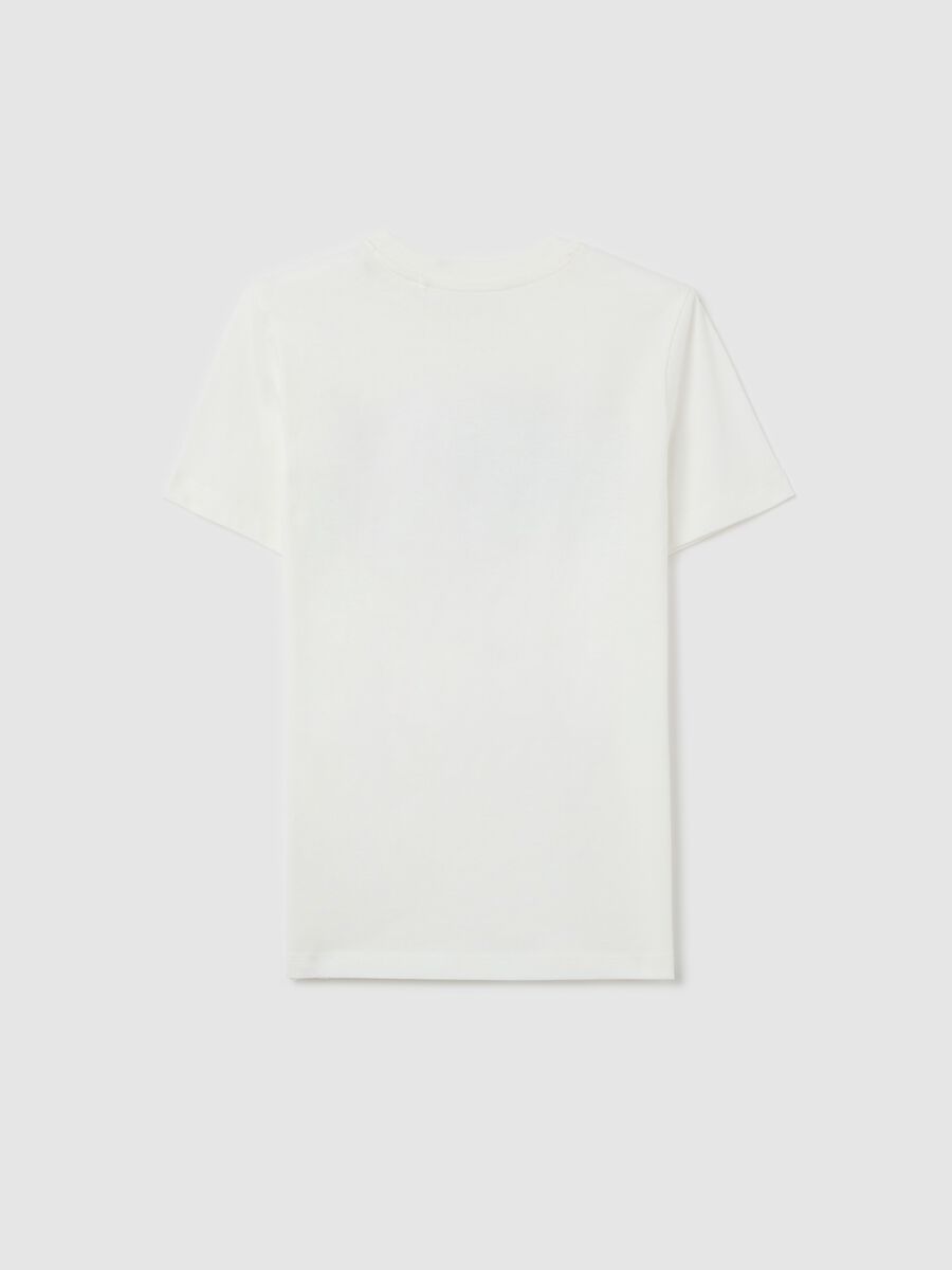 T-shirt bianca in cotone bio con stampa lettering_4