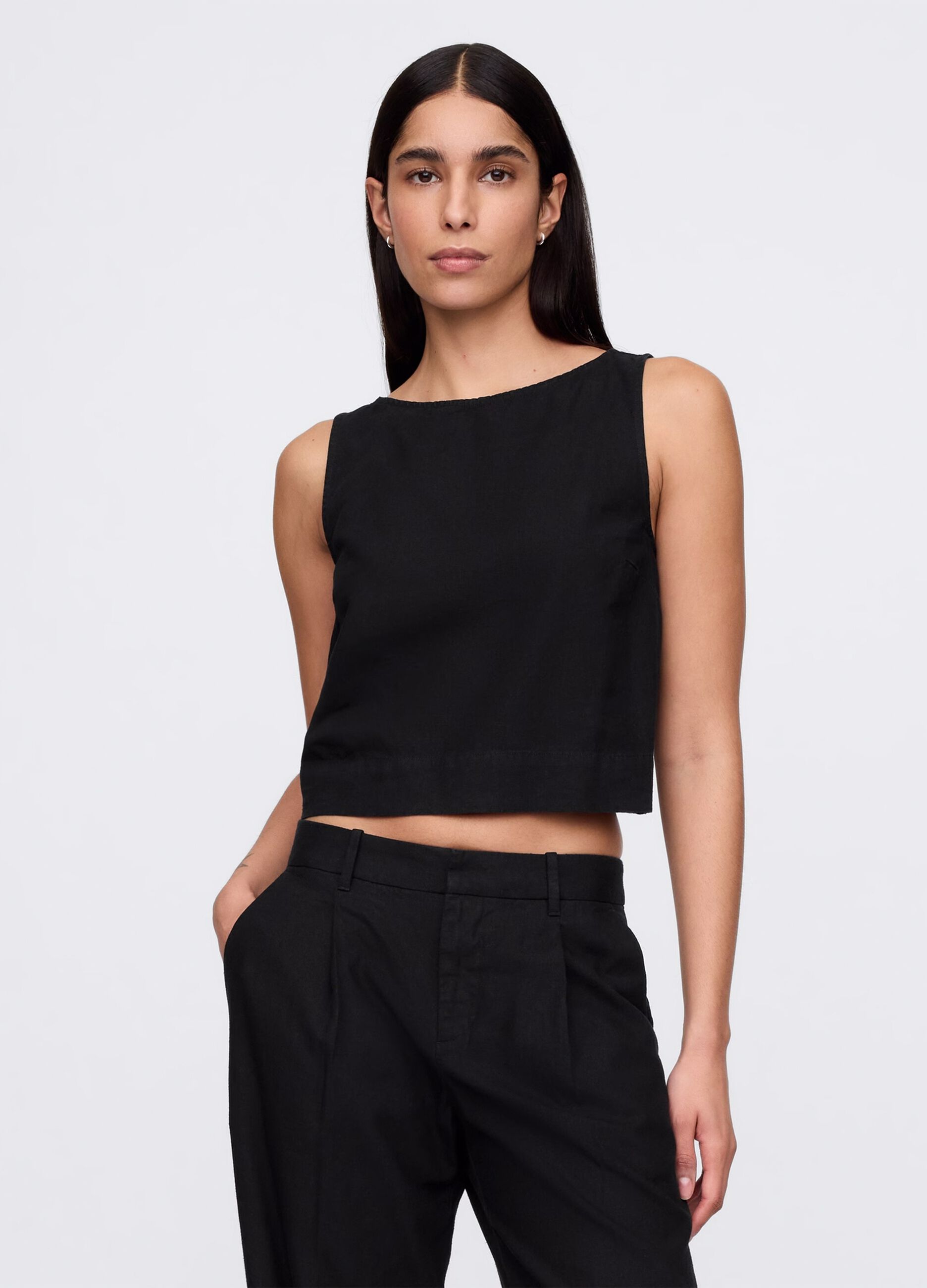 Black sleeveless top