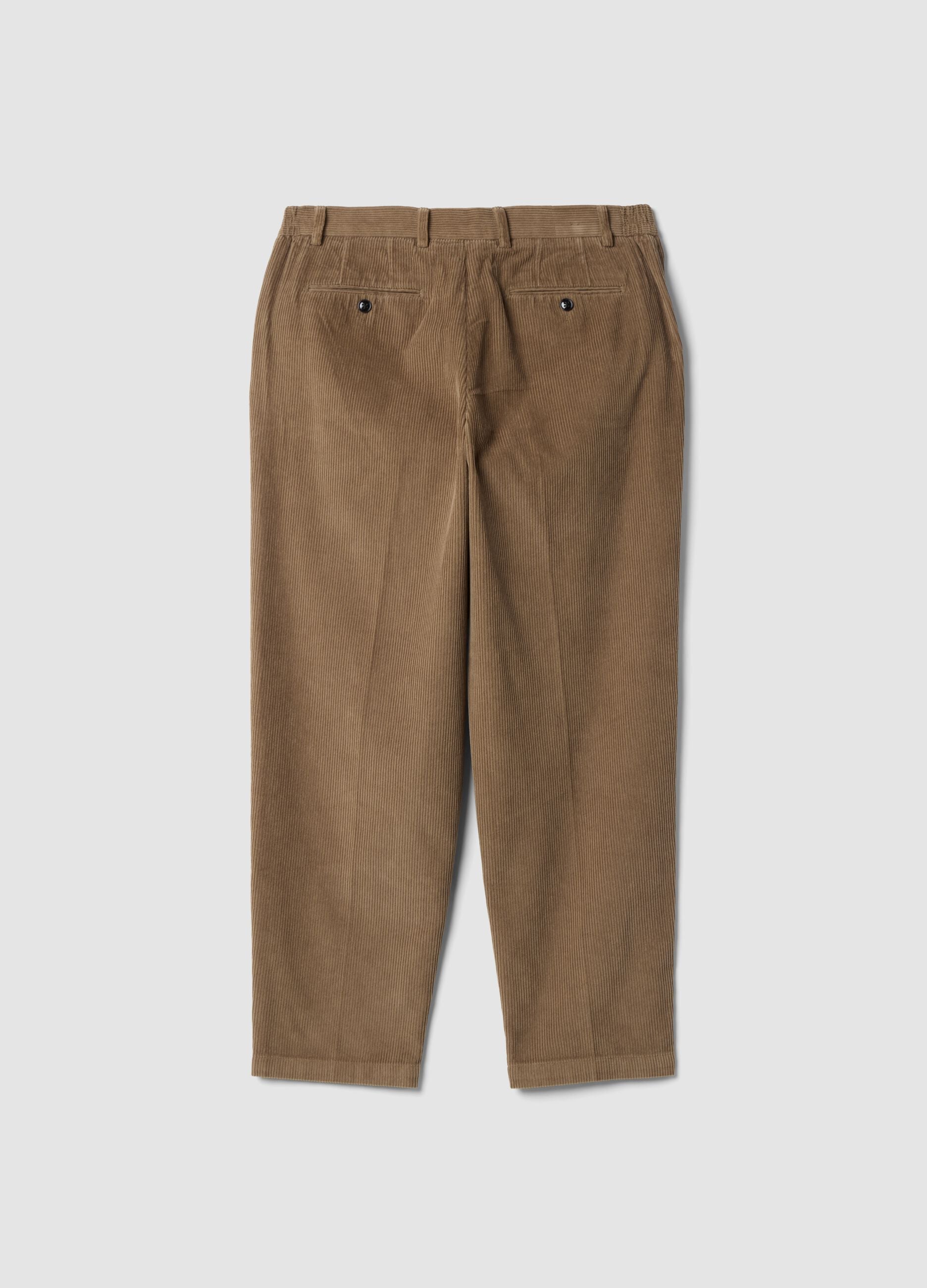 Pantaloni chino marroni in puro cotone a coste