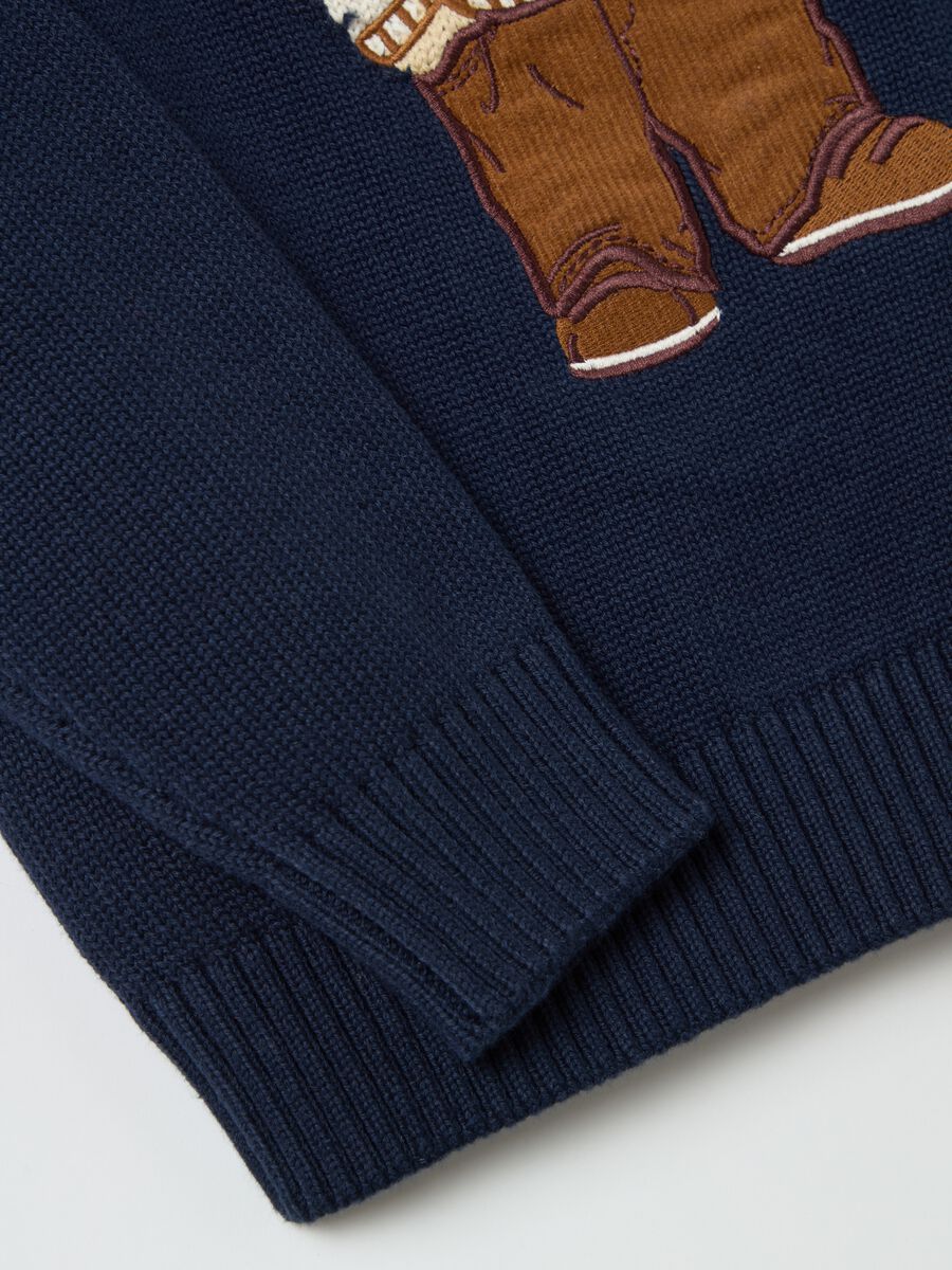 Cotton pullover with jacquard teddy bear design_3