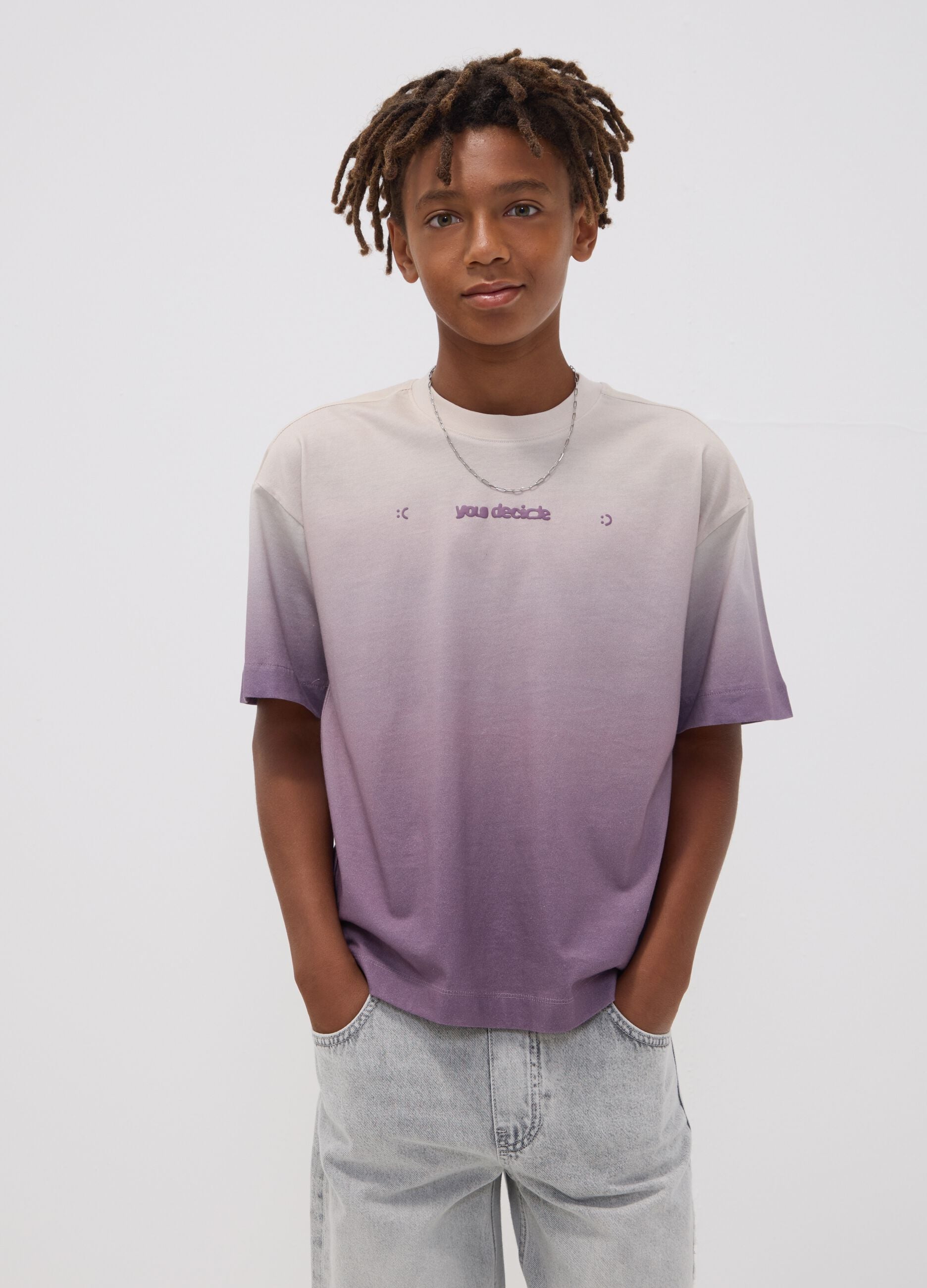 Pure cotton oversized d&eacute;grad&eacute; T-shirt for boys