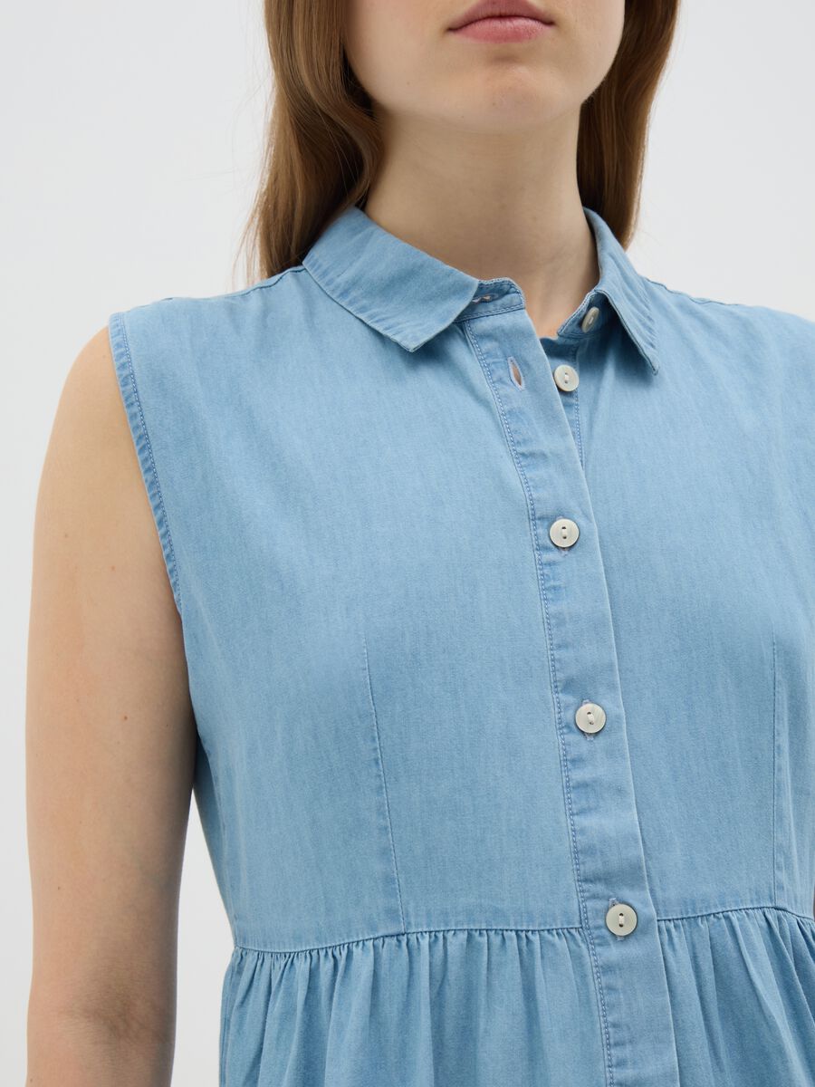 Light blue women's lyocell wide fit long dress_2
