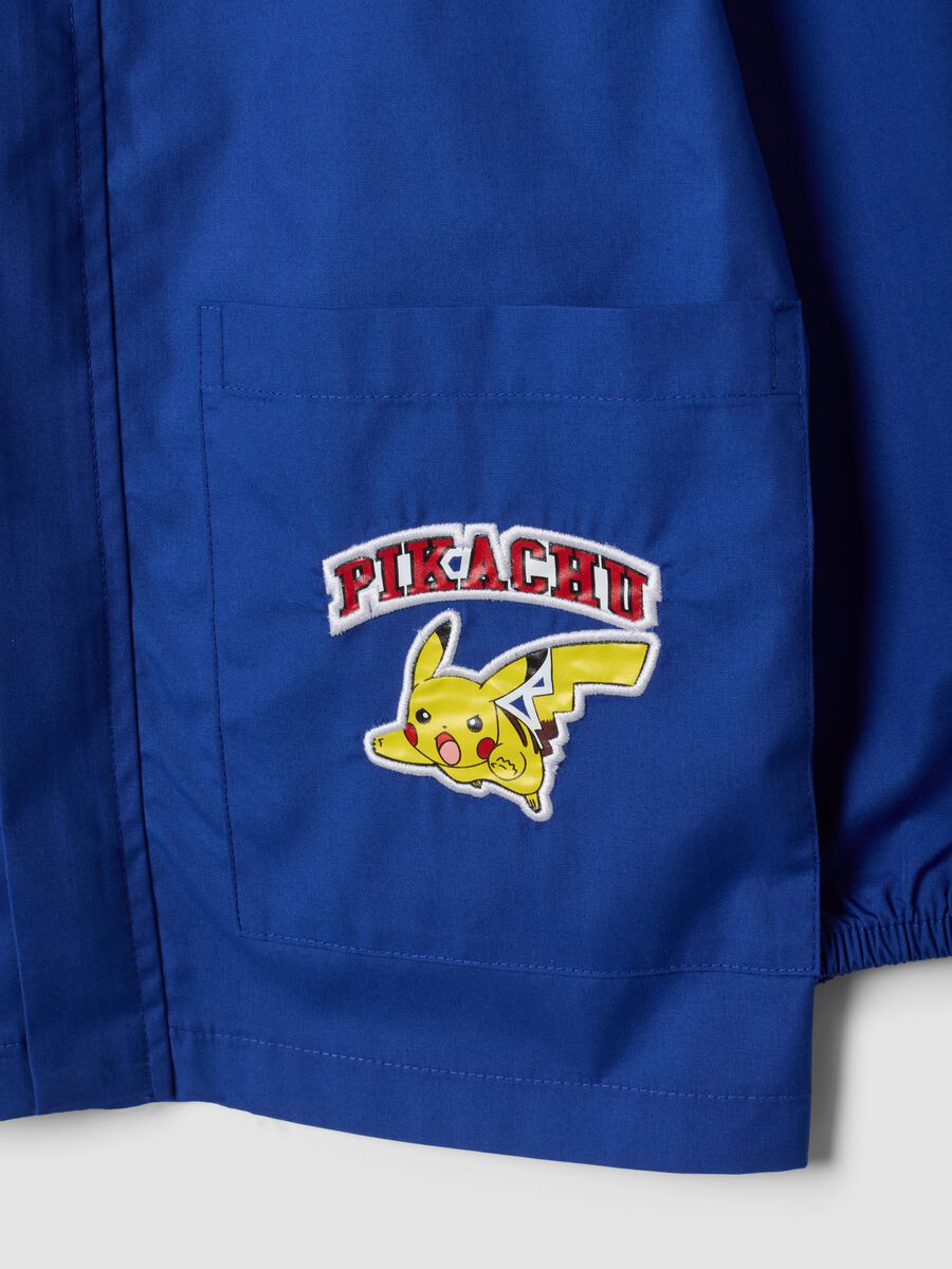 Blue kids&rsquo; school apron with zip and Pok&eacute;mon embroidery_3