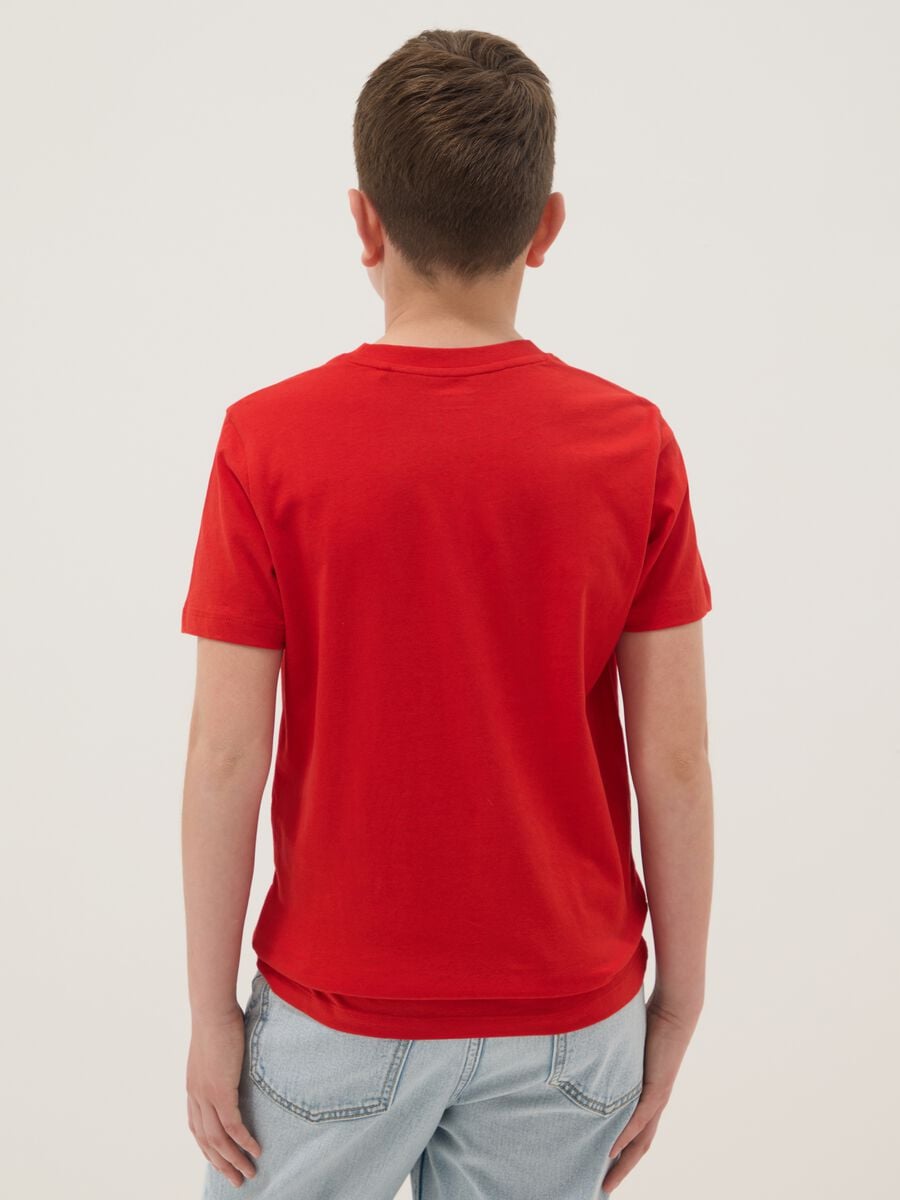 Boys&rsquo; red pure cotton T-shirt, regular fit_2