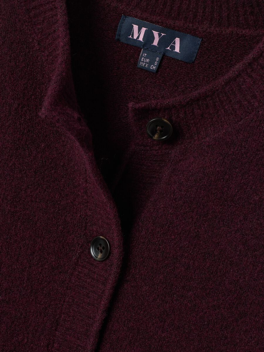 Cardigan rosso in lana elasticizzata over fit_1