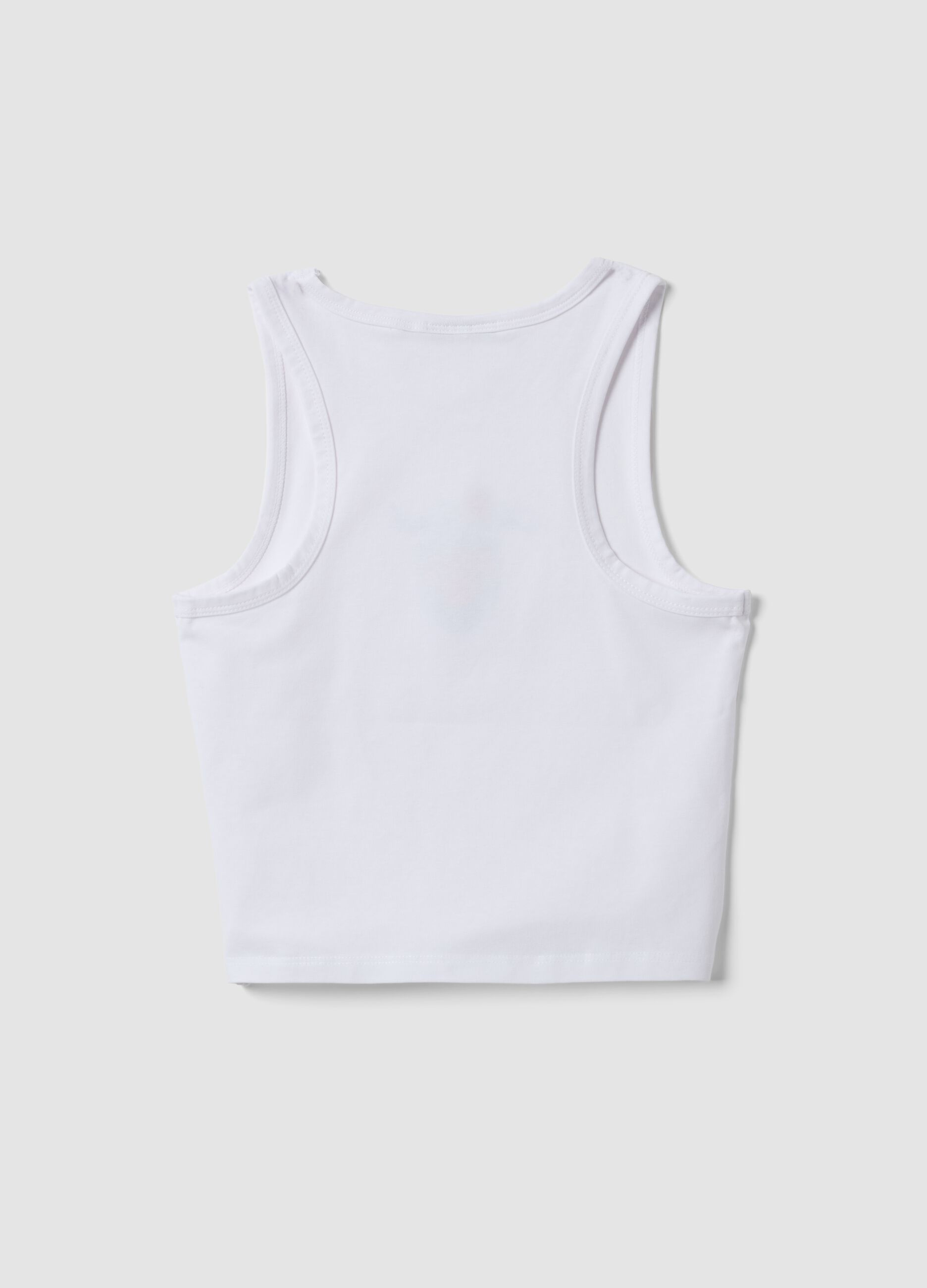 White stretch cotton tank top