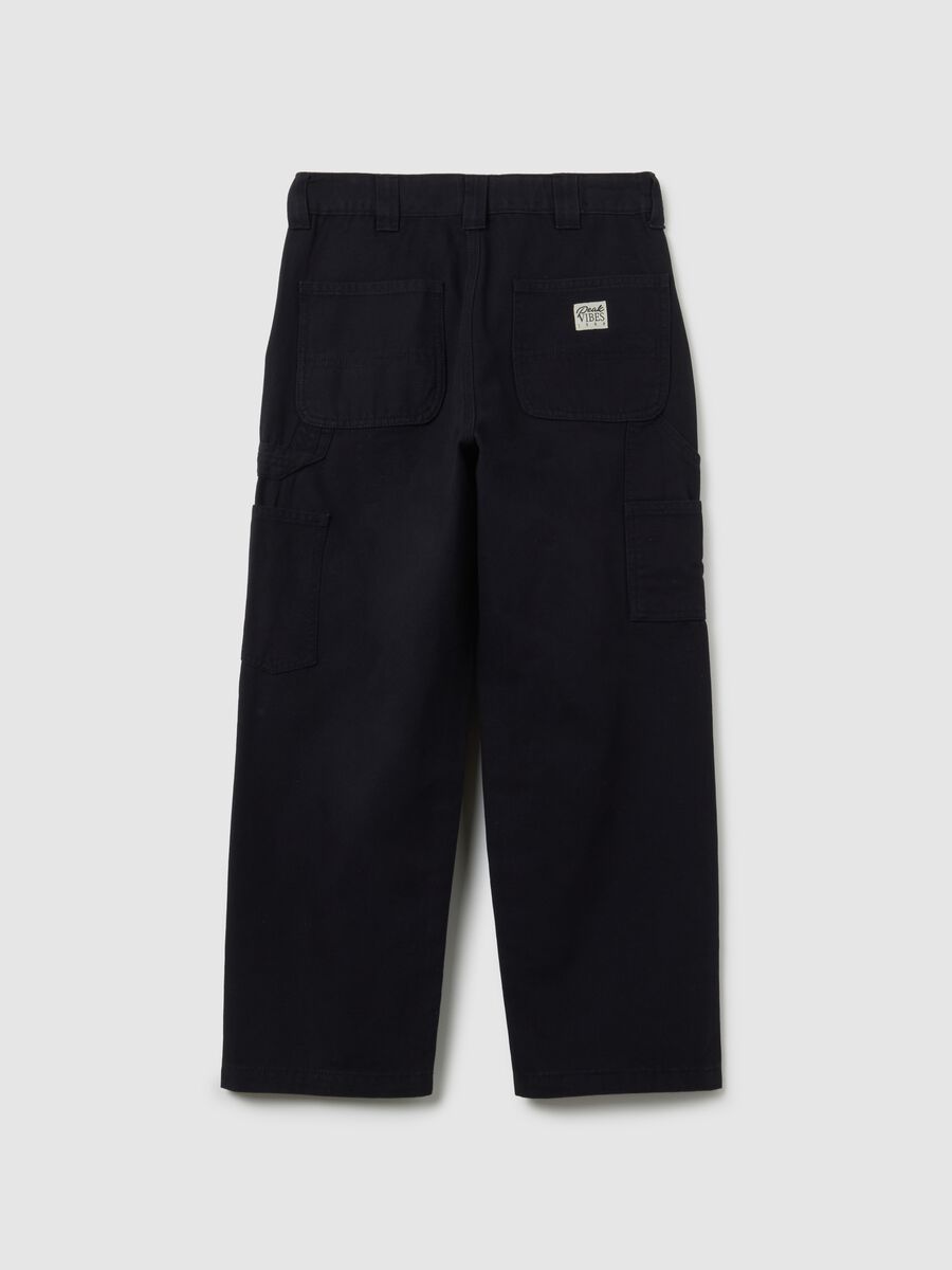 Pantaloni blu chino da ragazzo in puro cotone regular fit_4