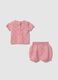 Pink baby girl's pure cotton t-shirt and shorts set with hearts_1