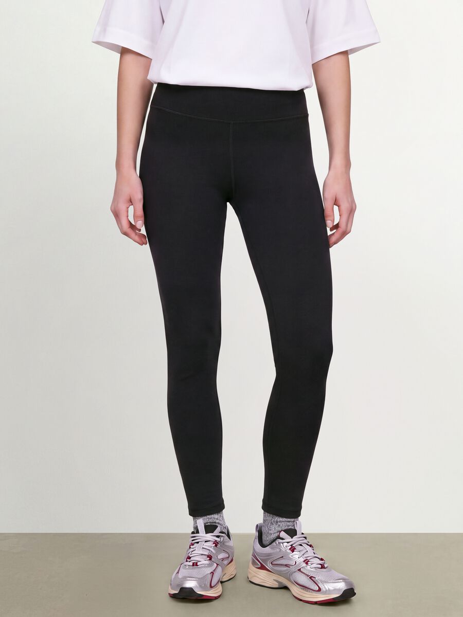 Leggings in cotone elasticizzato nero slim fit_1