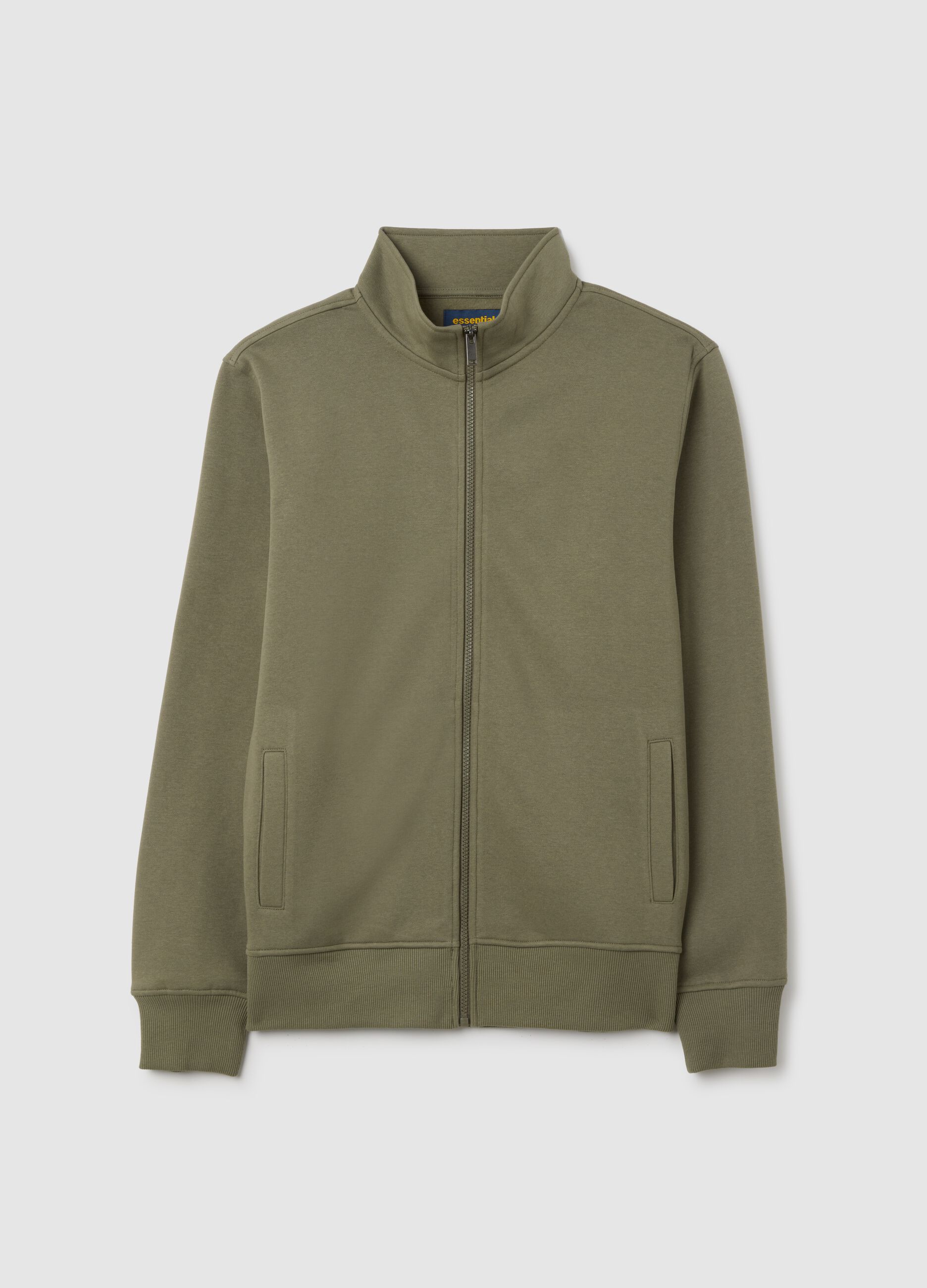 Felpa in misto cotone verde con zip