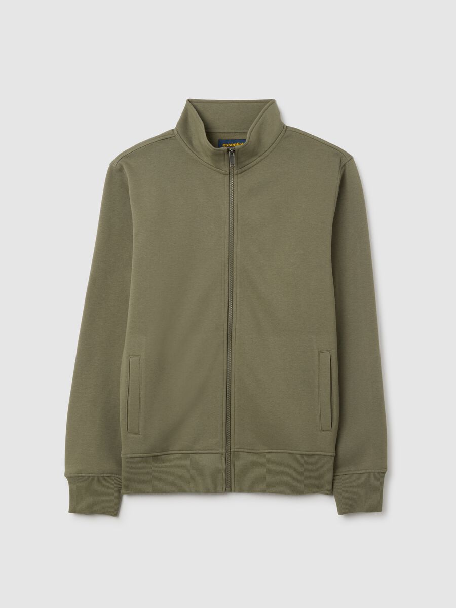 Felpa in misto cotone verde con zip_0