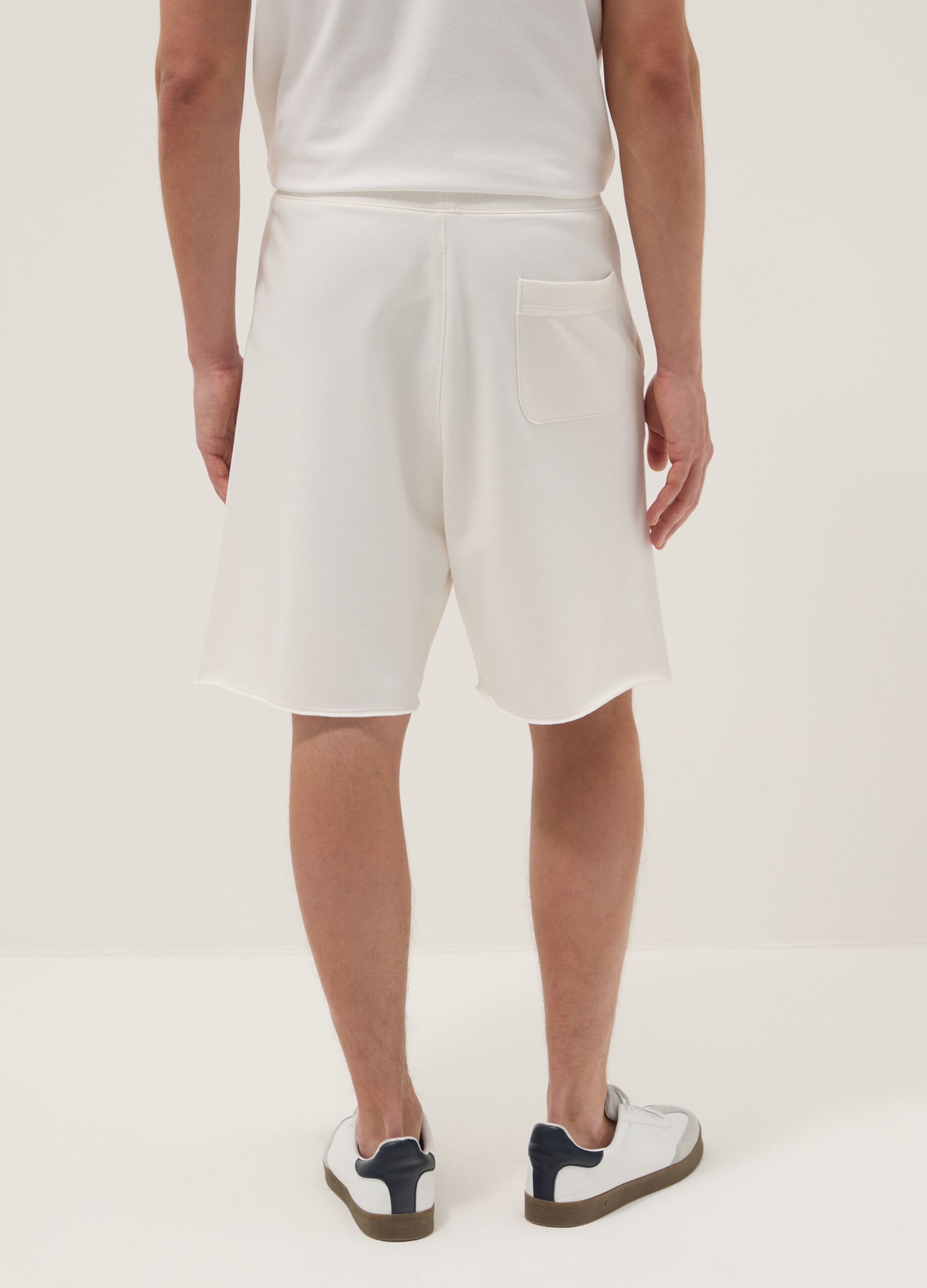 White relaxed-fit cotton-blend shorts