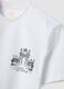 White pure cotton T-shirt with chest print, regular fit_5
