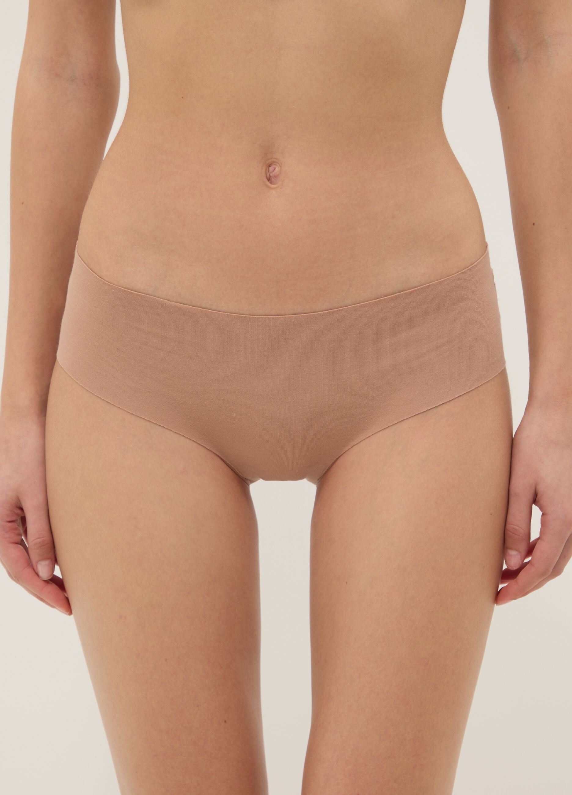 Comfortable beige regular fit stretch organic cotton briefs