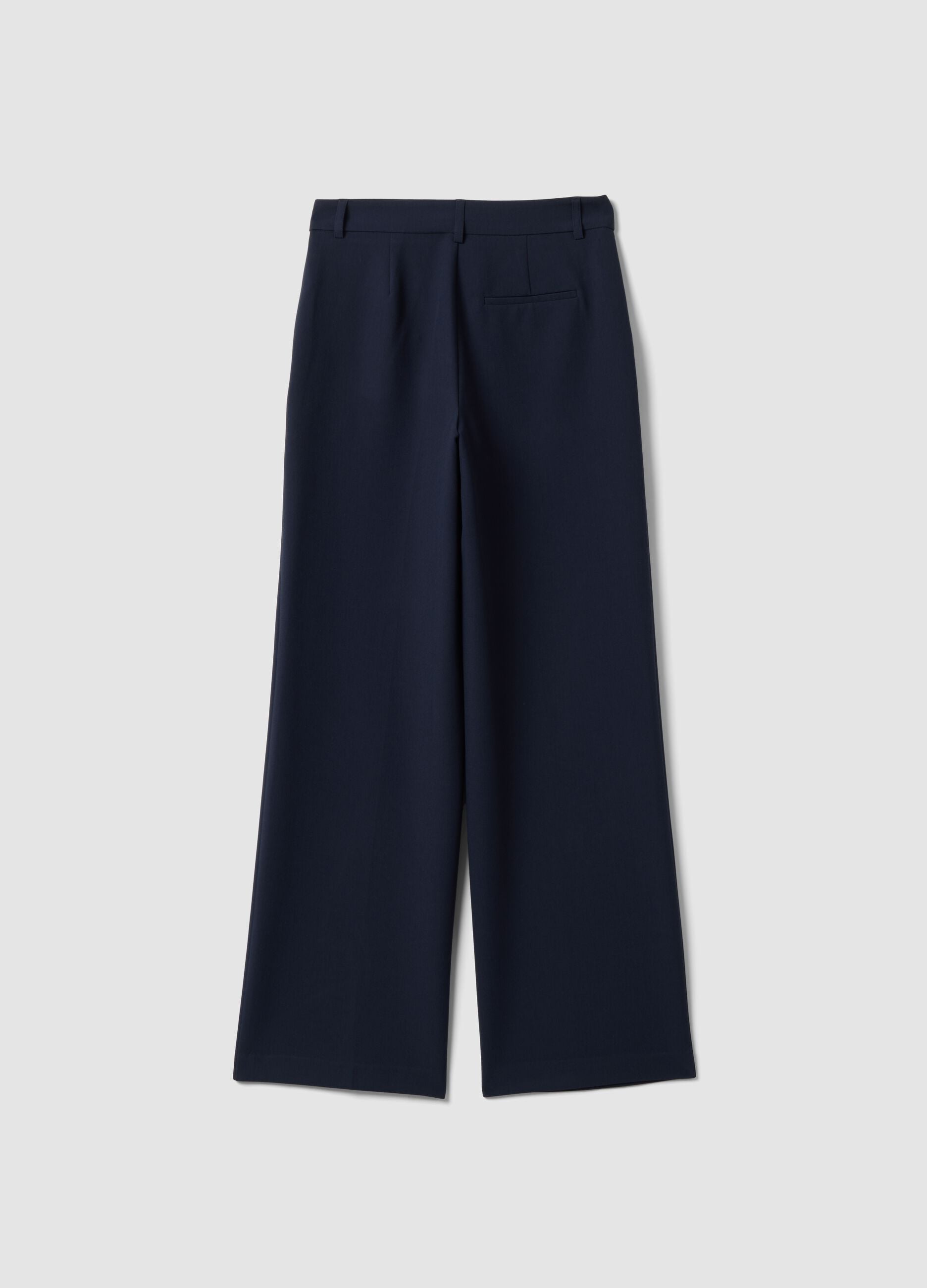 Straight-leg blue stretch viscose trousers