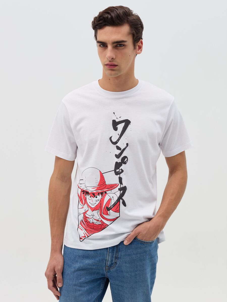 Cotton T-shirt with Monkey D. Rufy print_0