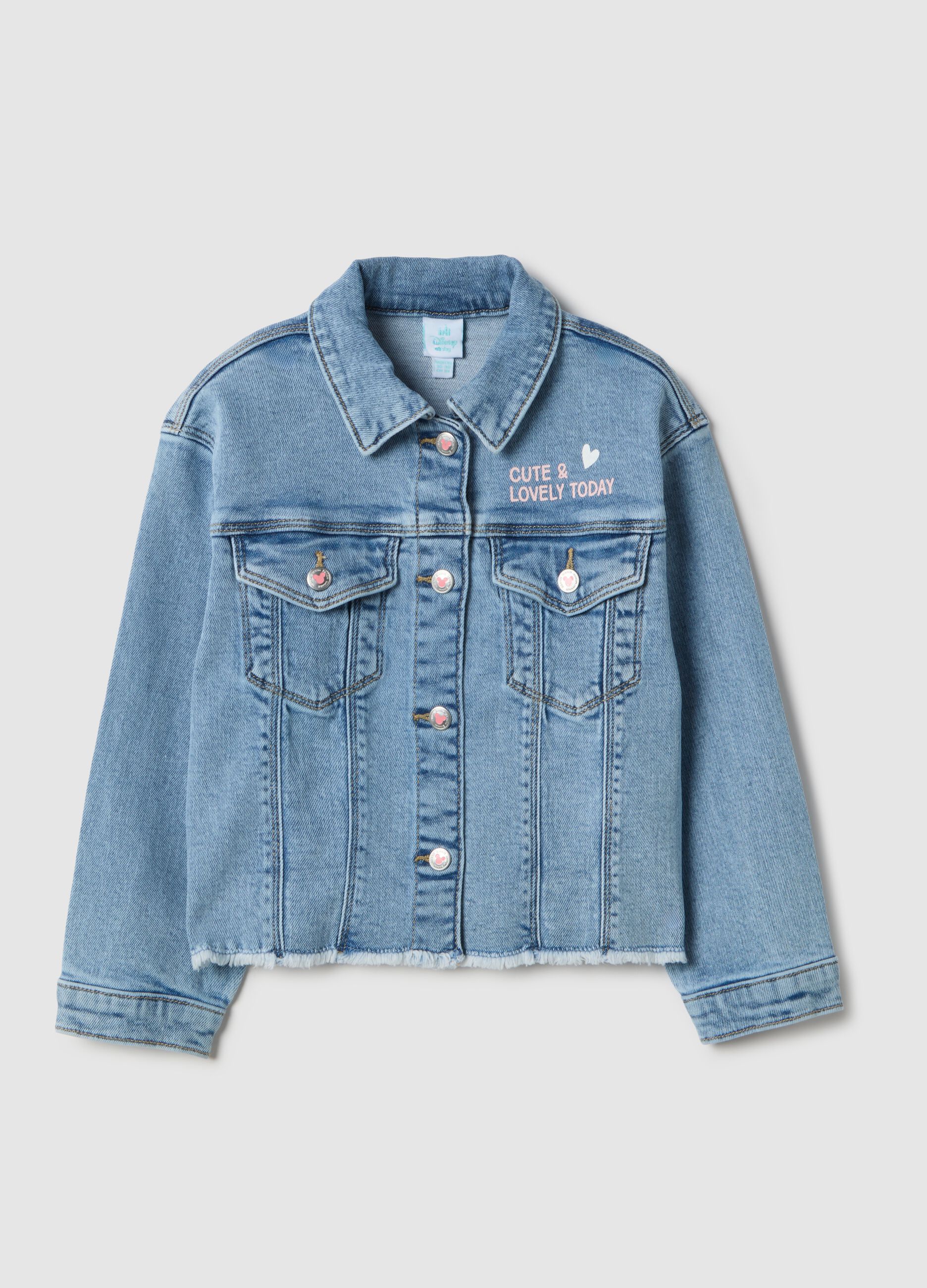 Blue denim cotton jacket regular fit for girls
