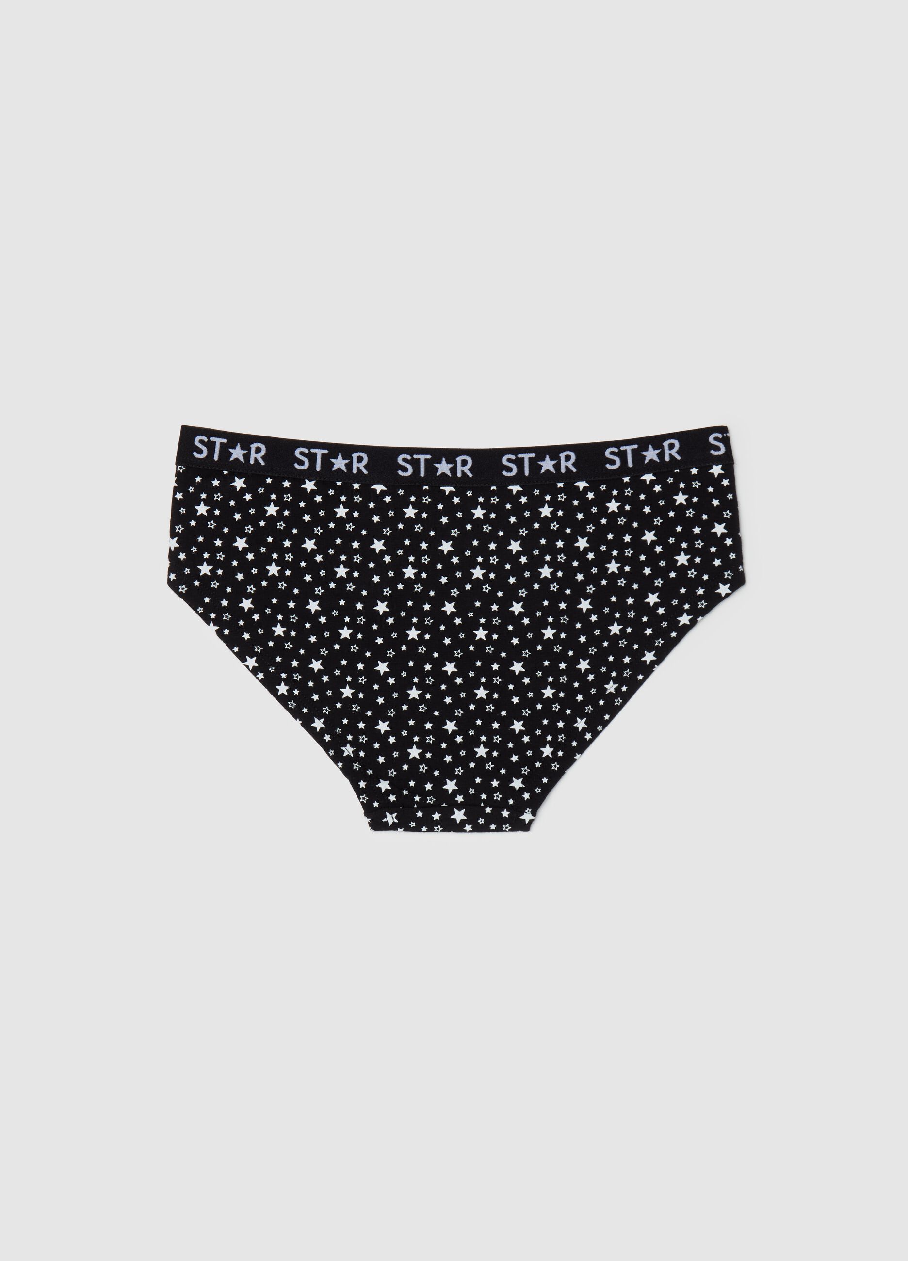 Stretch cotton knicker shorts with star print