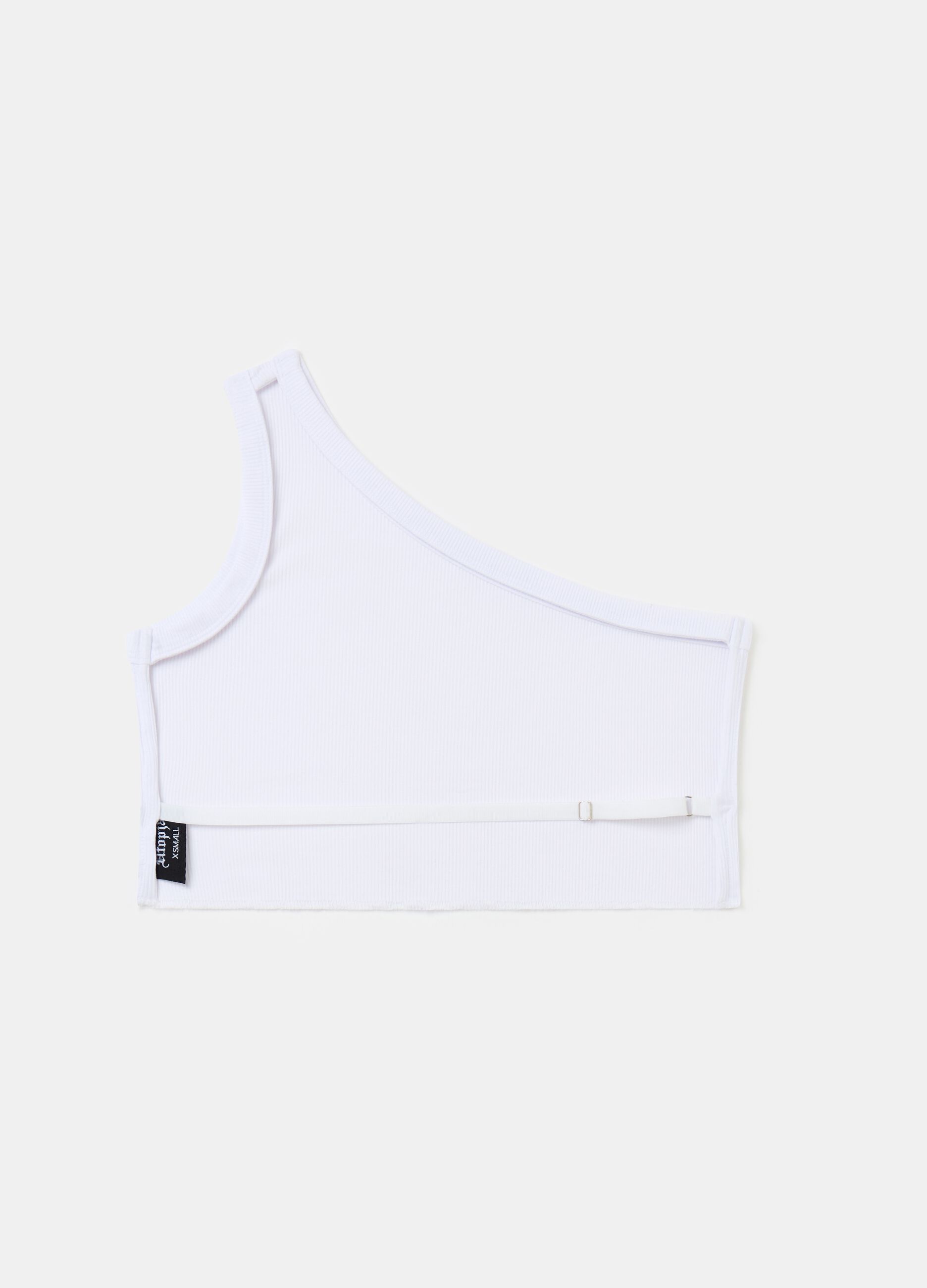 One Shoulder Backless Tank White