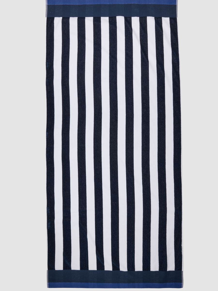 Blue striped pure cotton beach towel_1