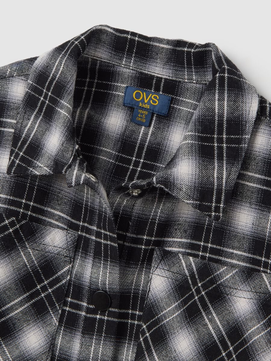 Grey Checked Cotton Shirt for Girls_3