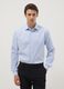 Light blue pure cotton regular fit shirt with micro-checks_0