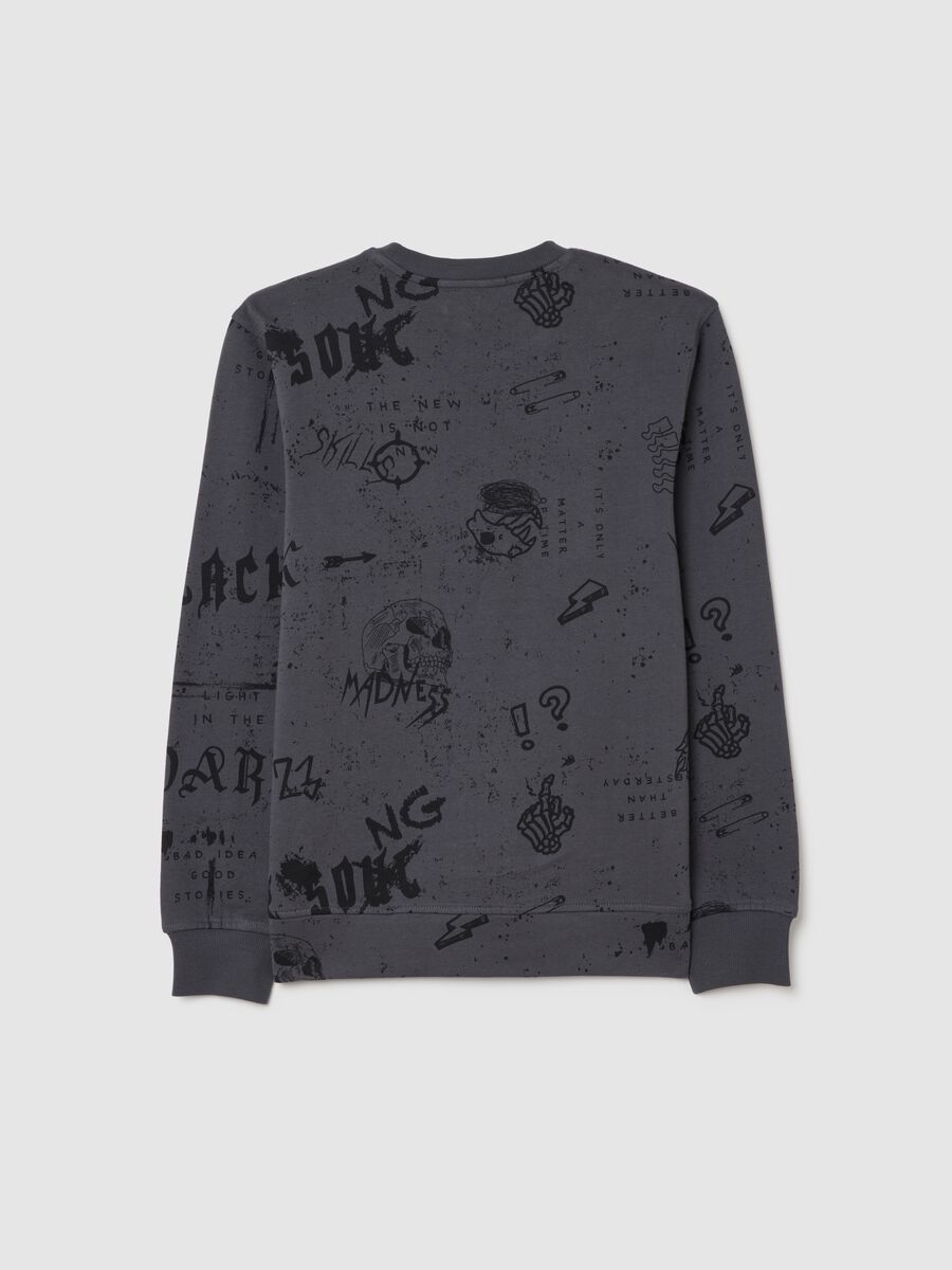 Felpa da ragazzo in puro cotone grigia regular fit con stampa_1