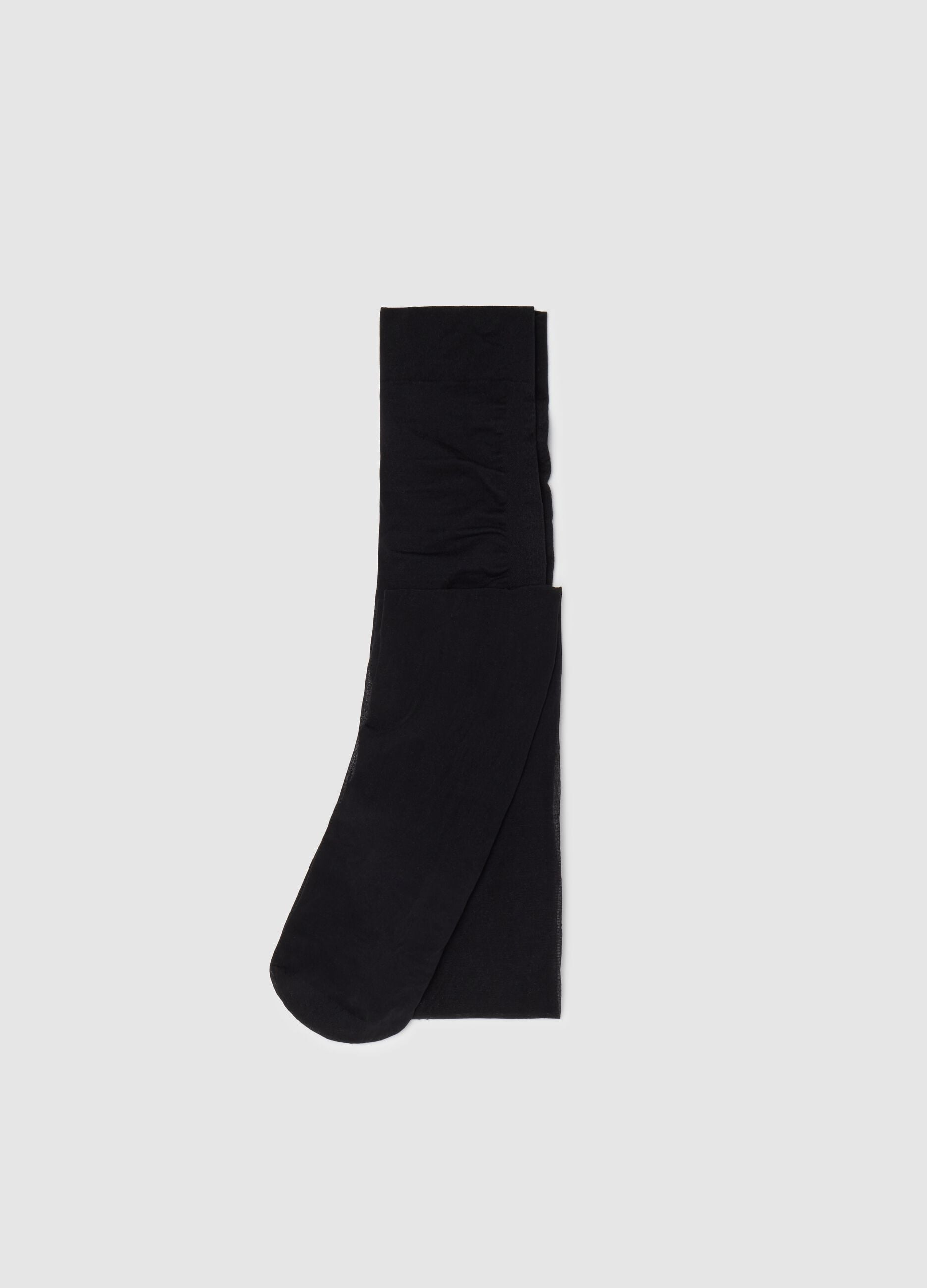 Black semi-sheer stretch tights with shaping effect