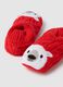 Red Cotton Blend Slippers with Print_2