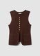 Brown viscose-blend waistcoat with jewelled buttons_0