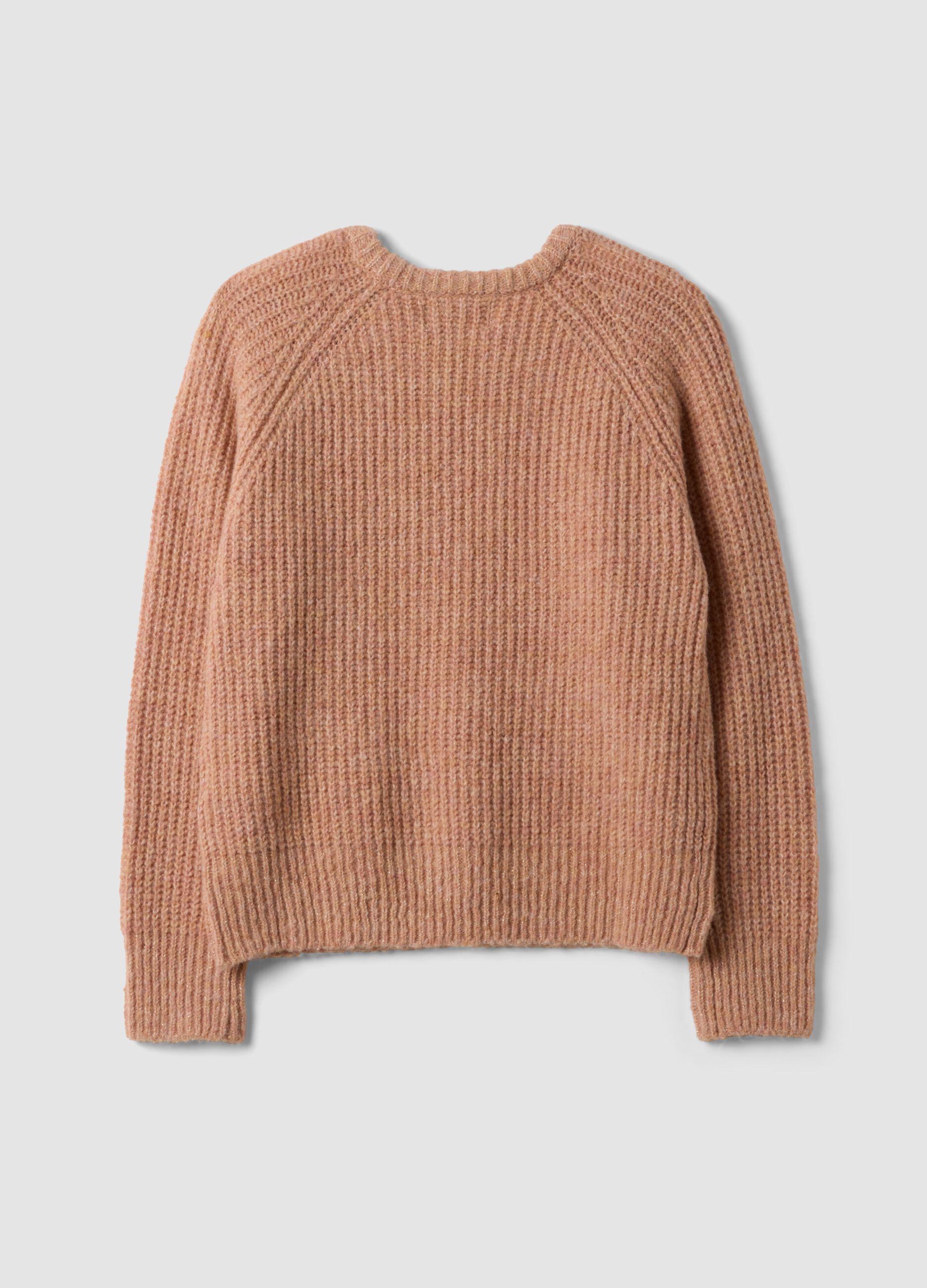 Pink ribbed stretch-wool jumper, regular fit