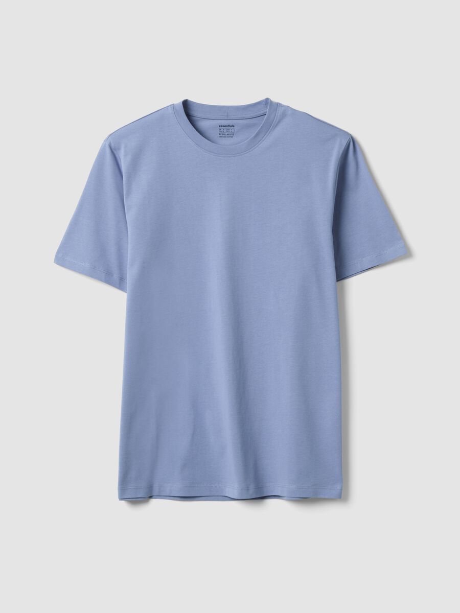 T-shirt blu in puro cotone organico jersey regular fit_0