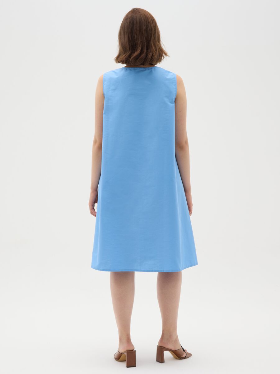 Women's sleeveless dress in pure blue cotton regular fit_3