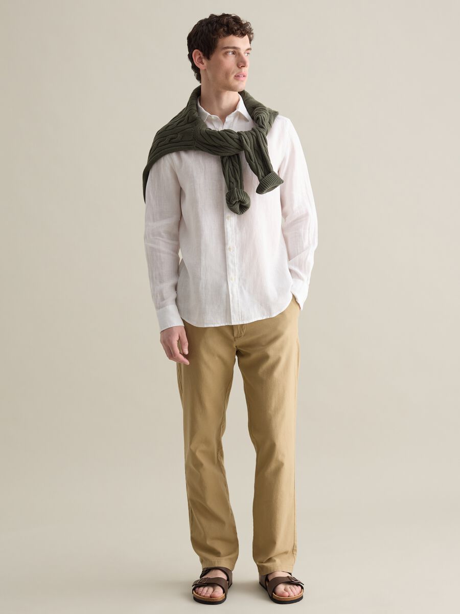 White Pure Linen Shirt Piombo_1