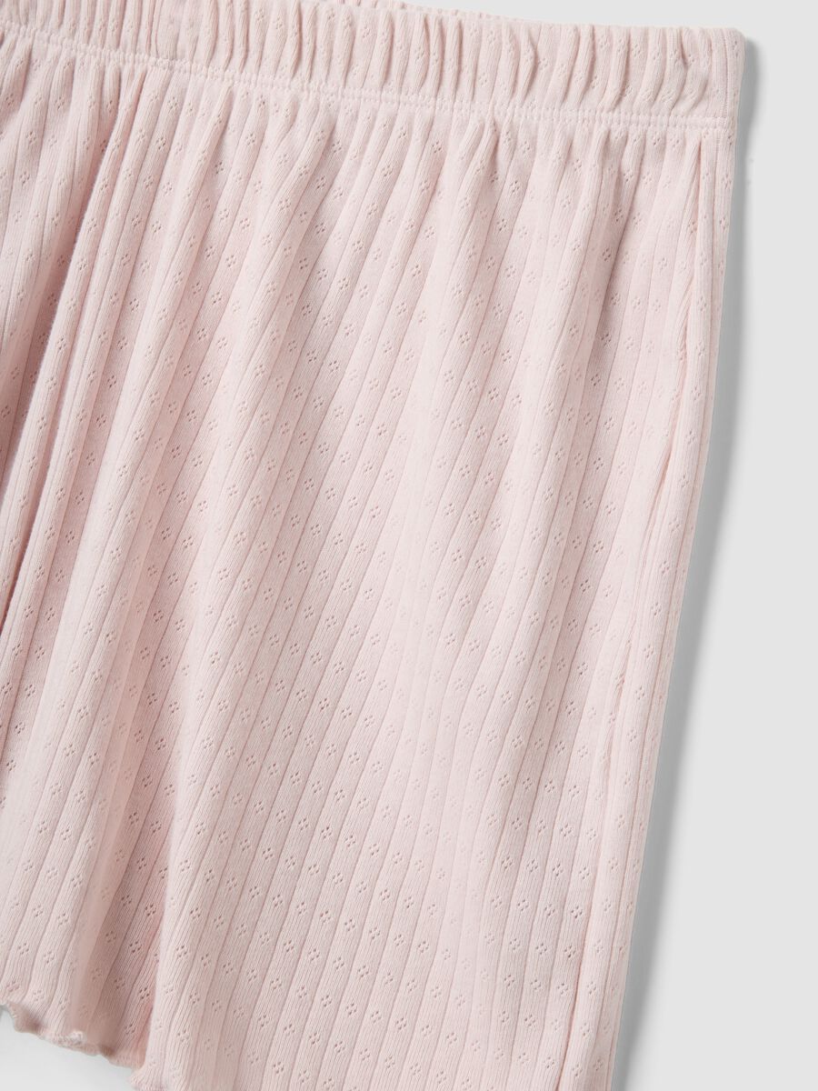 Short pigiama in puro cotone rosa regular fit con bordi arricciati_5