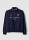Blue half-zip cotton-blend sweatshirt with front lettering, regular fit_0