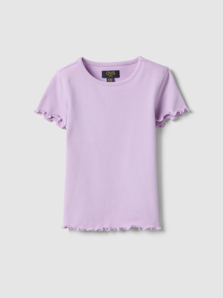 Girls' Regular Fit Purple Stretch Cotton T-shirt_0