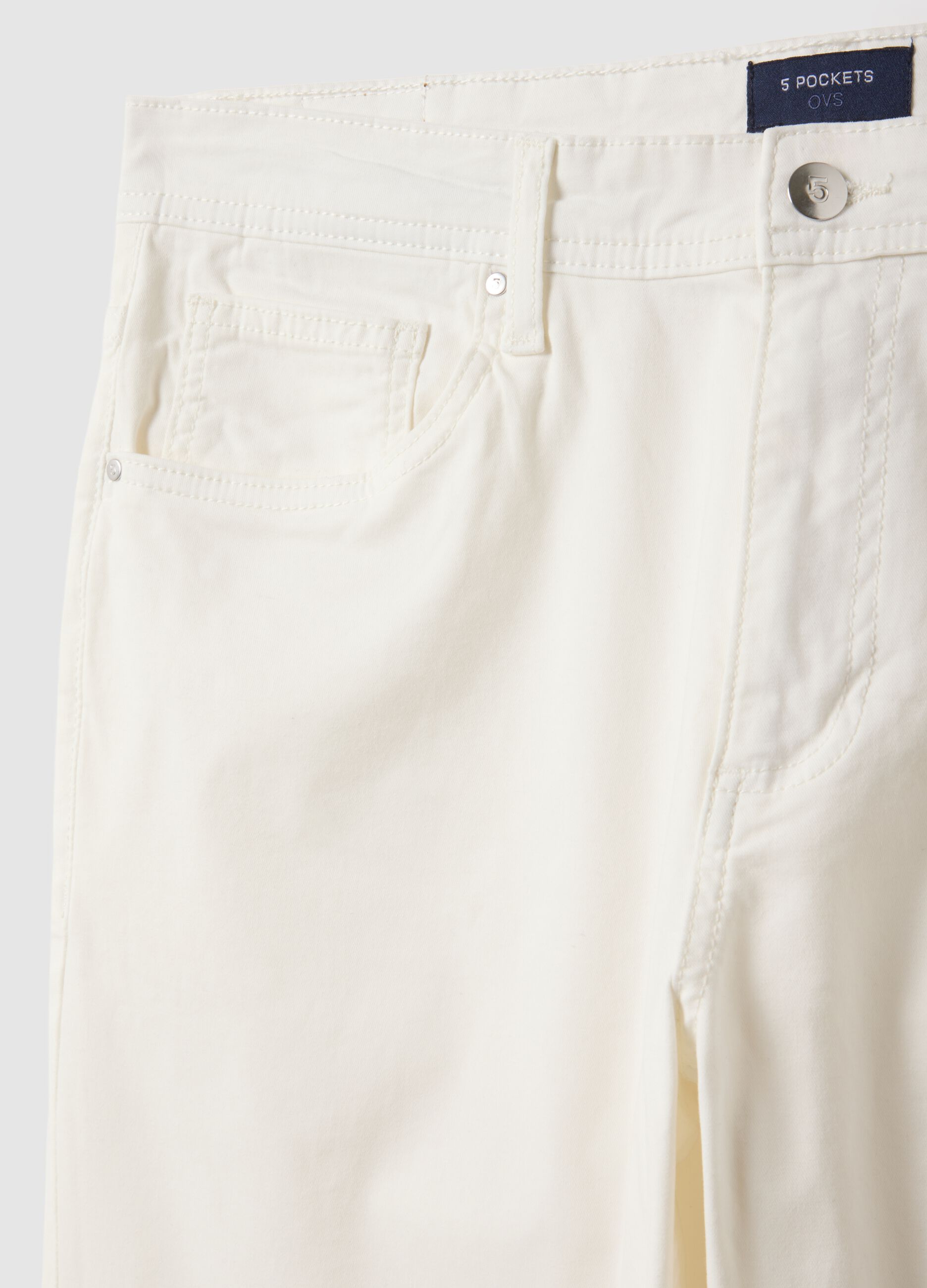 Slim fit white cotton stretch trousers