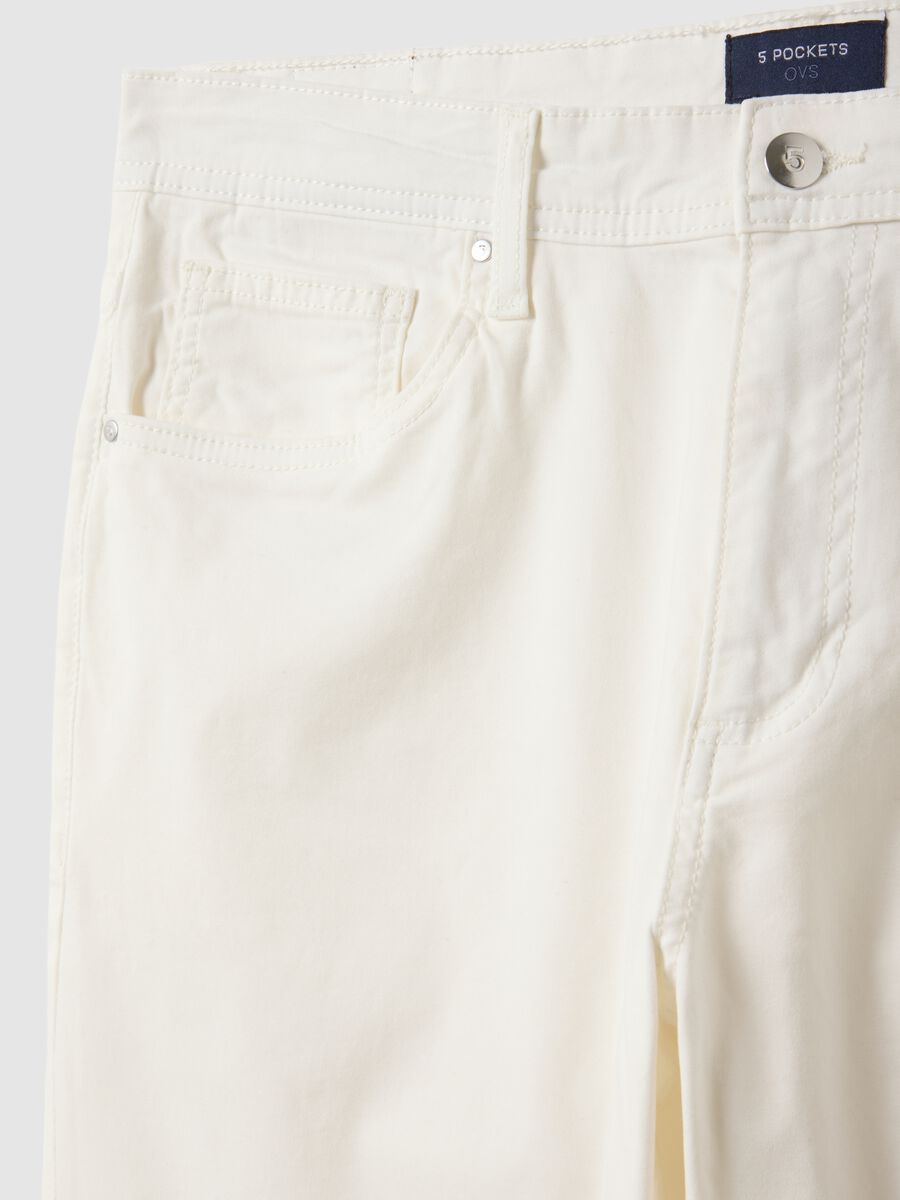Pantaloni bianco in cotone elasticizzato slim fit_6