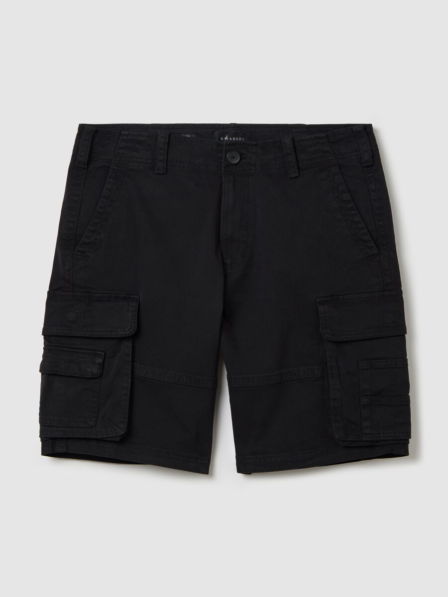 Black Bermuda shorts in stretch cotton_4