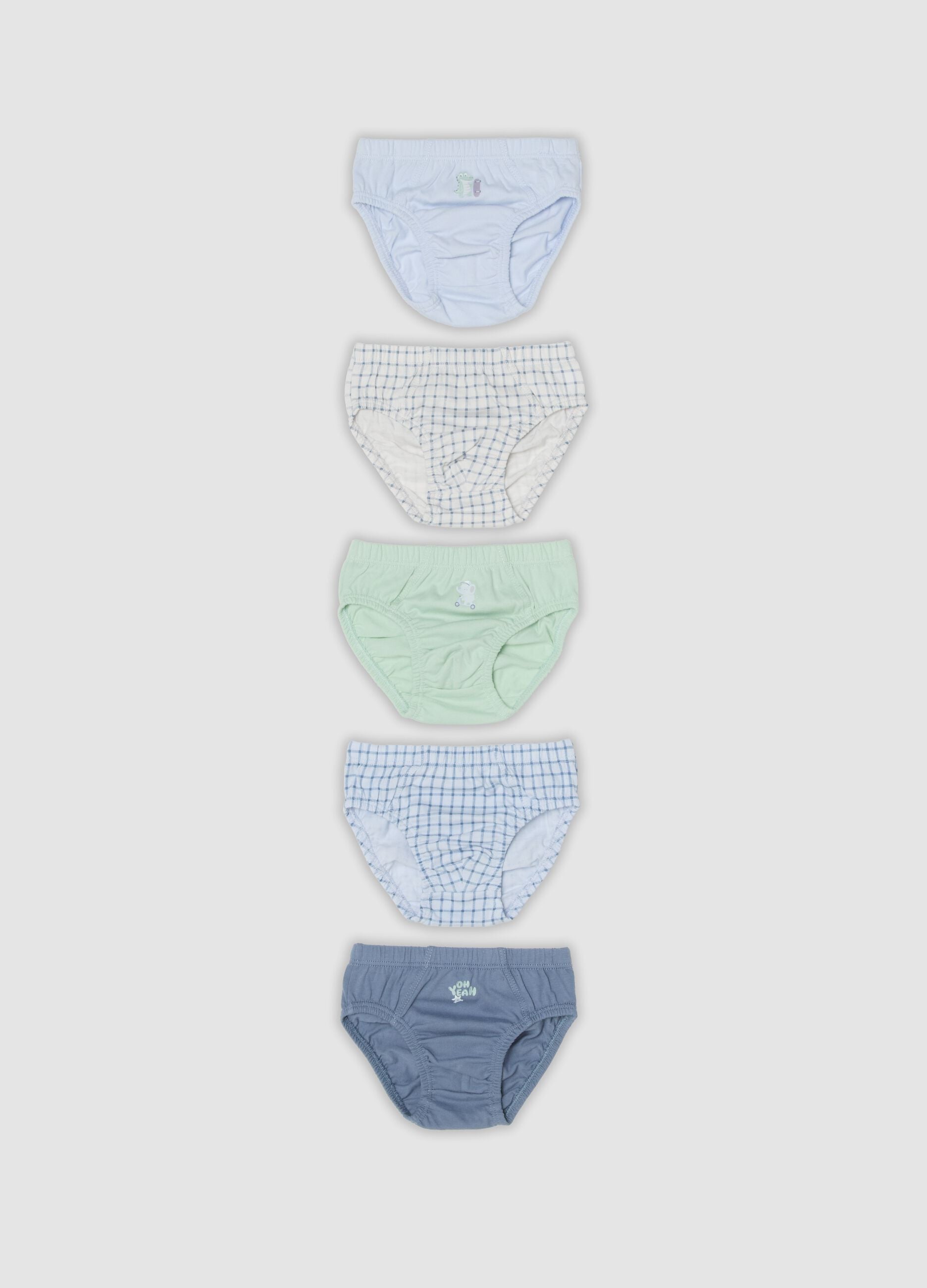 Pack of 5 multicoloured pure organic cotton briefs for baby
