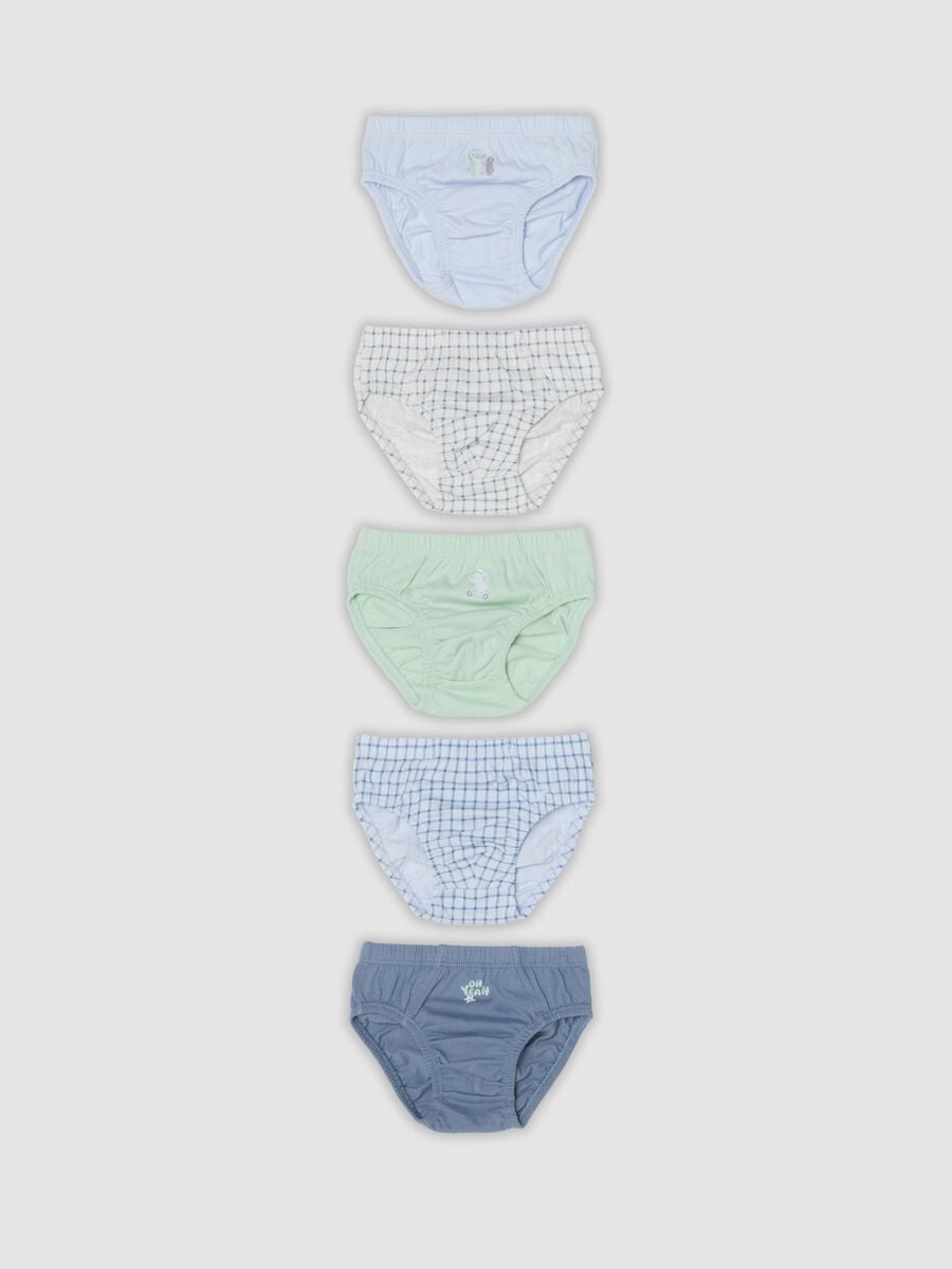 Multipack di cinque slip multicolor in puro cotone organico per neonato_0
