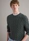 Green pure cotton regular fit jumper with woven design_0