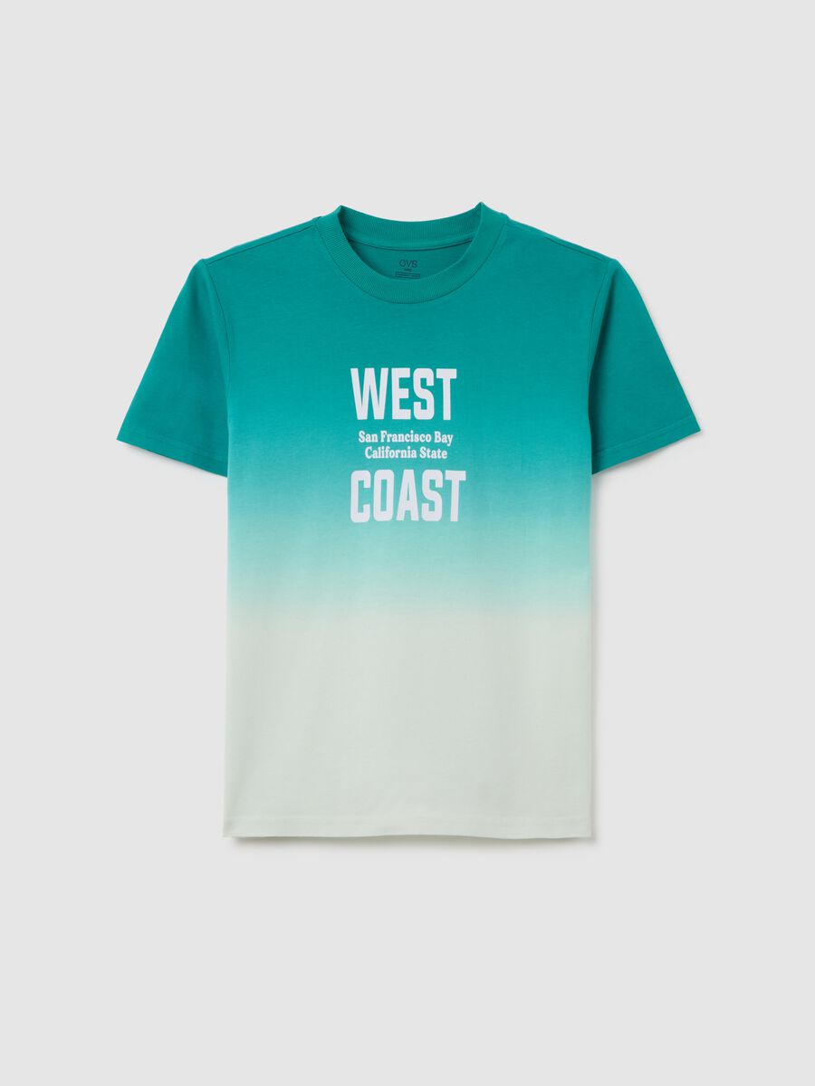 T-shirt da ragazzo in puro cotone multicolor regular fit con grafica West Coast_3
