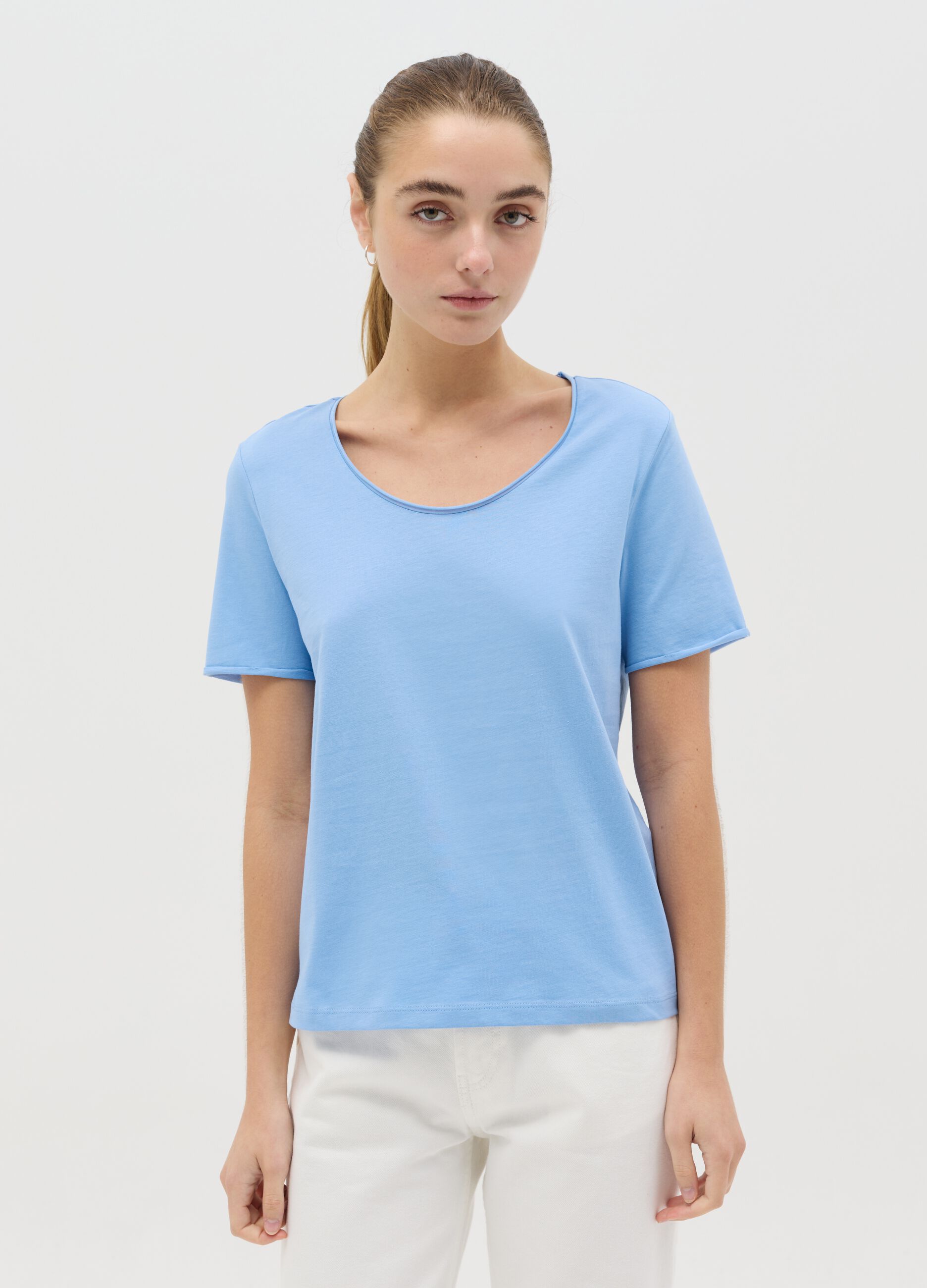 Light blue relaxed-fit T-shirt in cotton