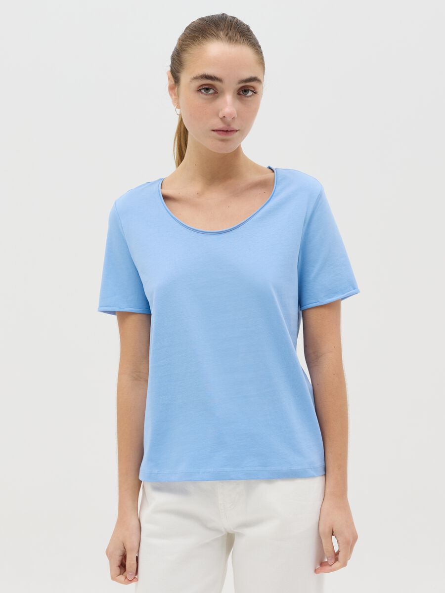 Light blue relaxed-fit T-shirt in cotton_0