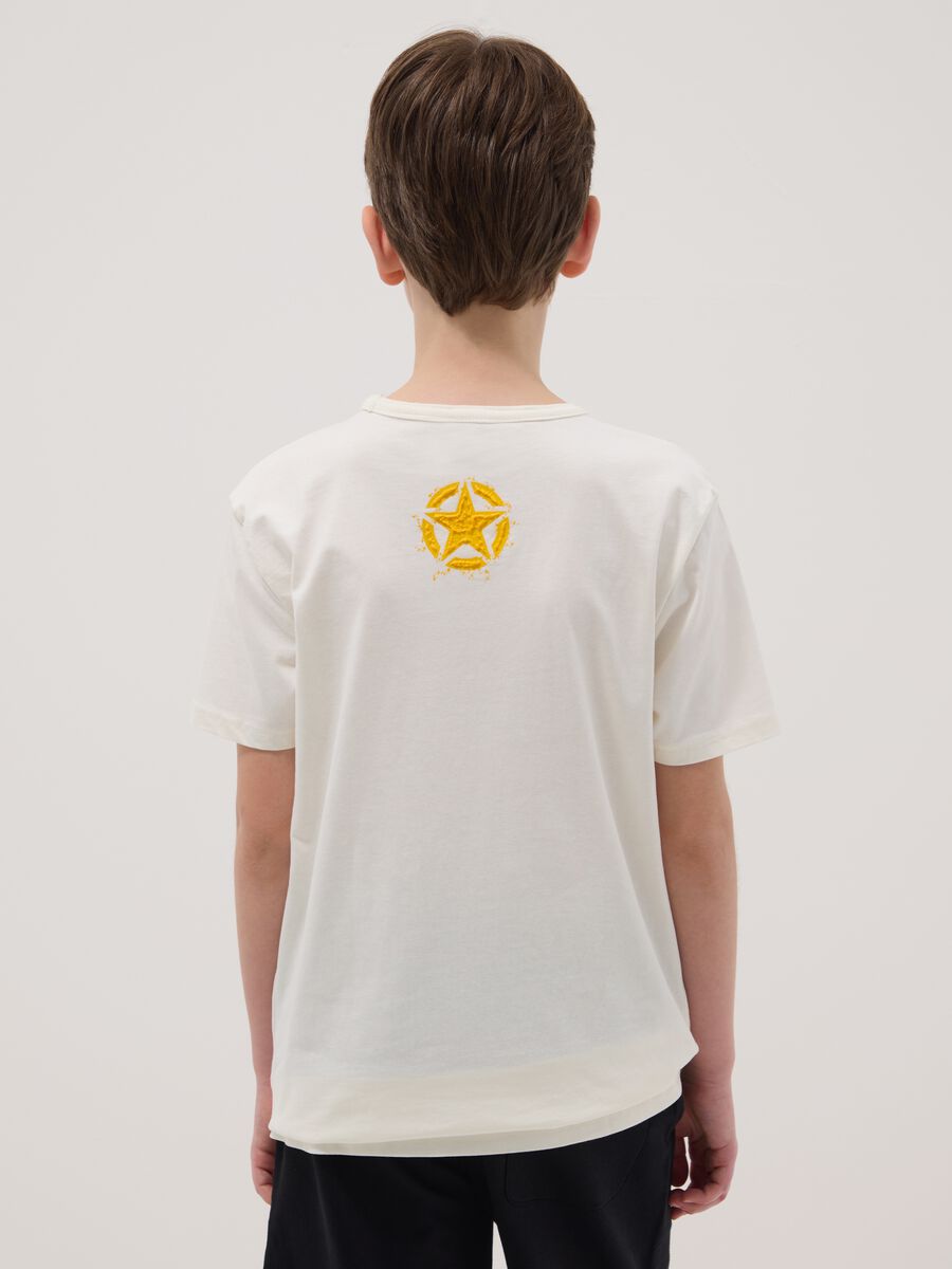 Children's white pure cotton T-shirt regular fit with print_2