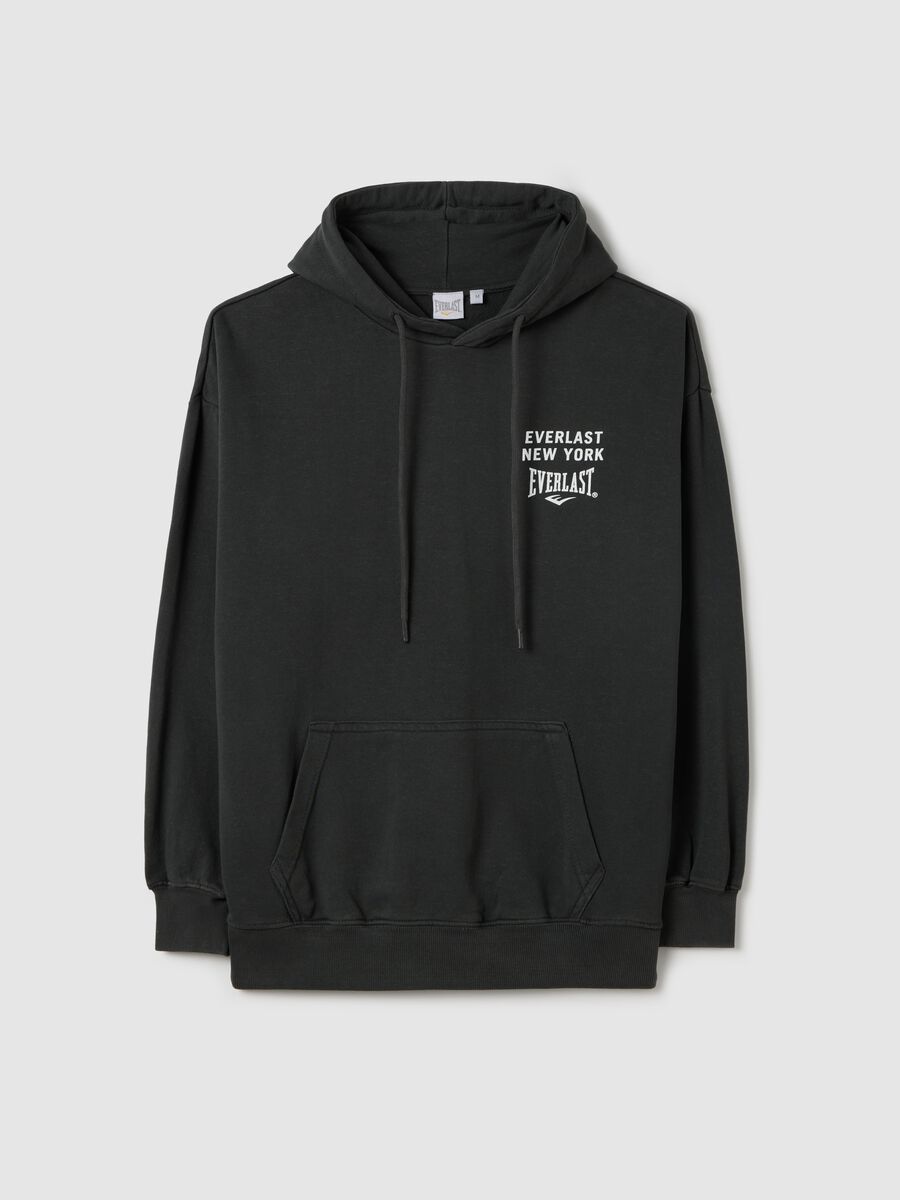 Grey sweatshirt with hood and logo print_4
